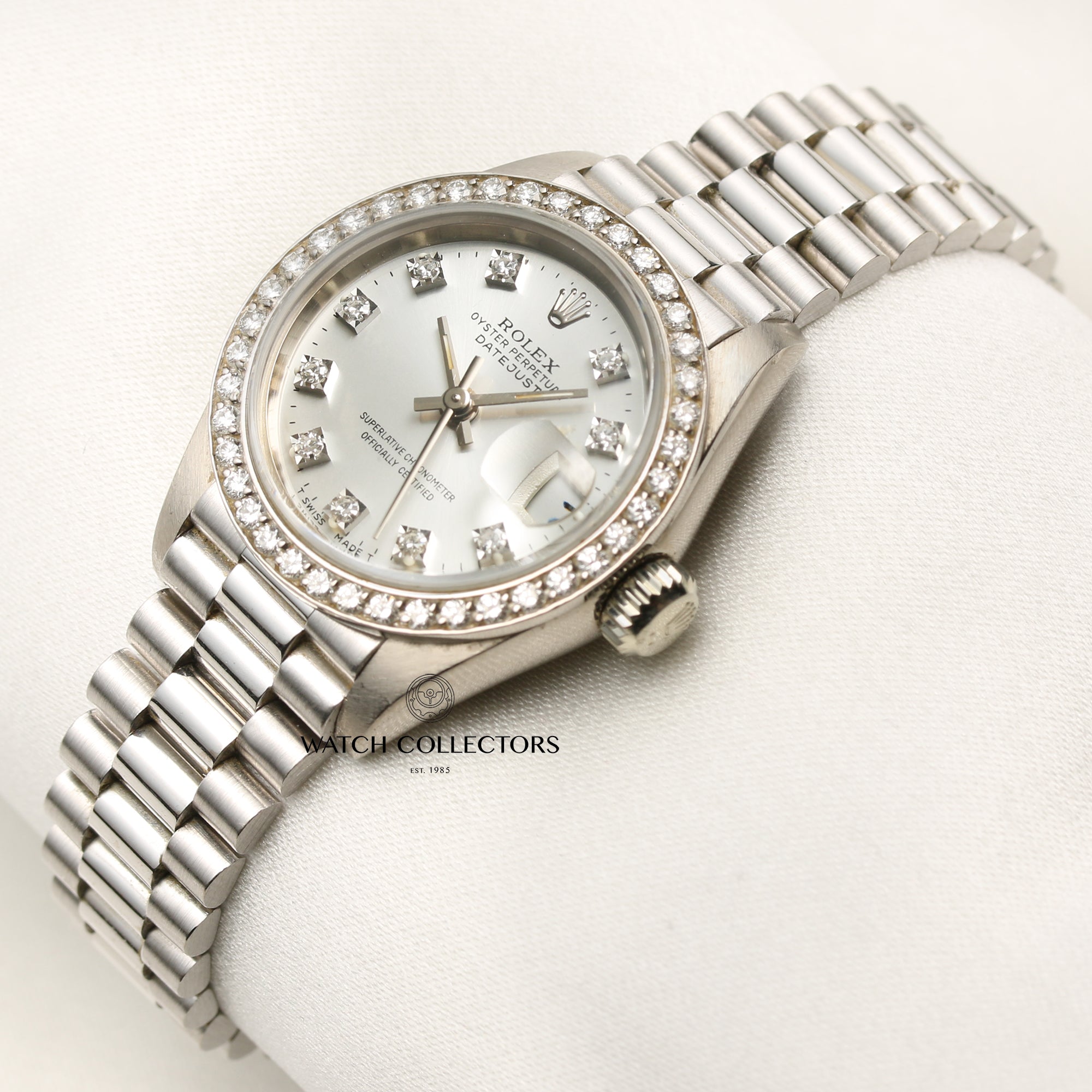 Rolex DateJust 69139 18K White Gold Diamond Dial & Bezel Second Hand Watch Collectors 3