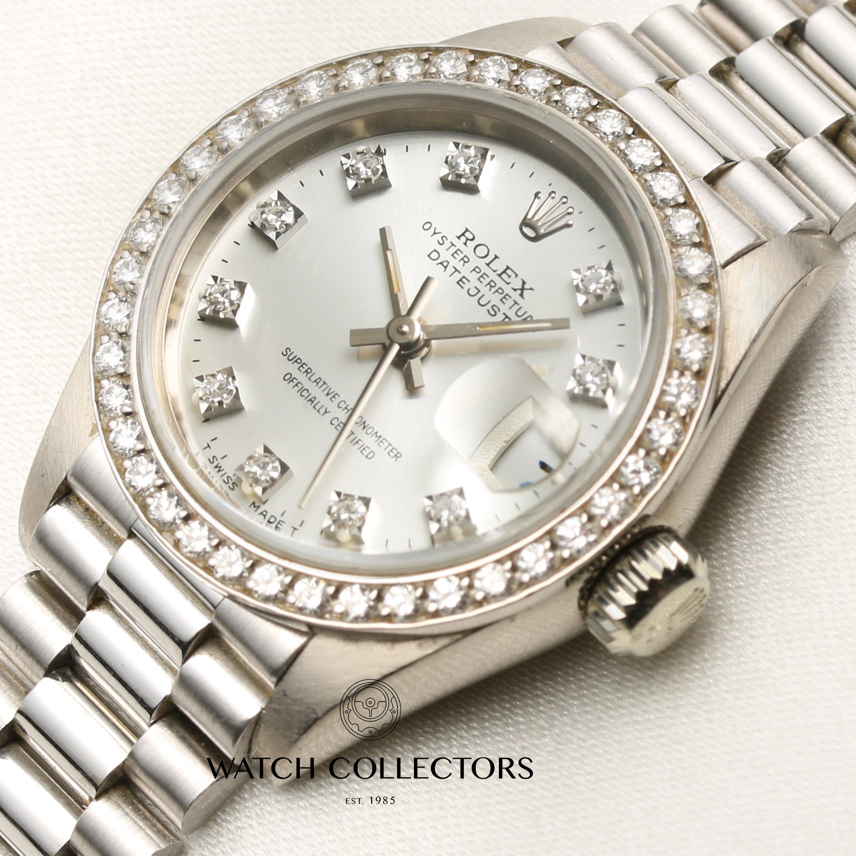 Rolex DateJust 69139 18K White Gold Diamond Dial & Bezel Second Hand Watch Collectors 4