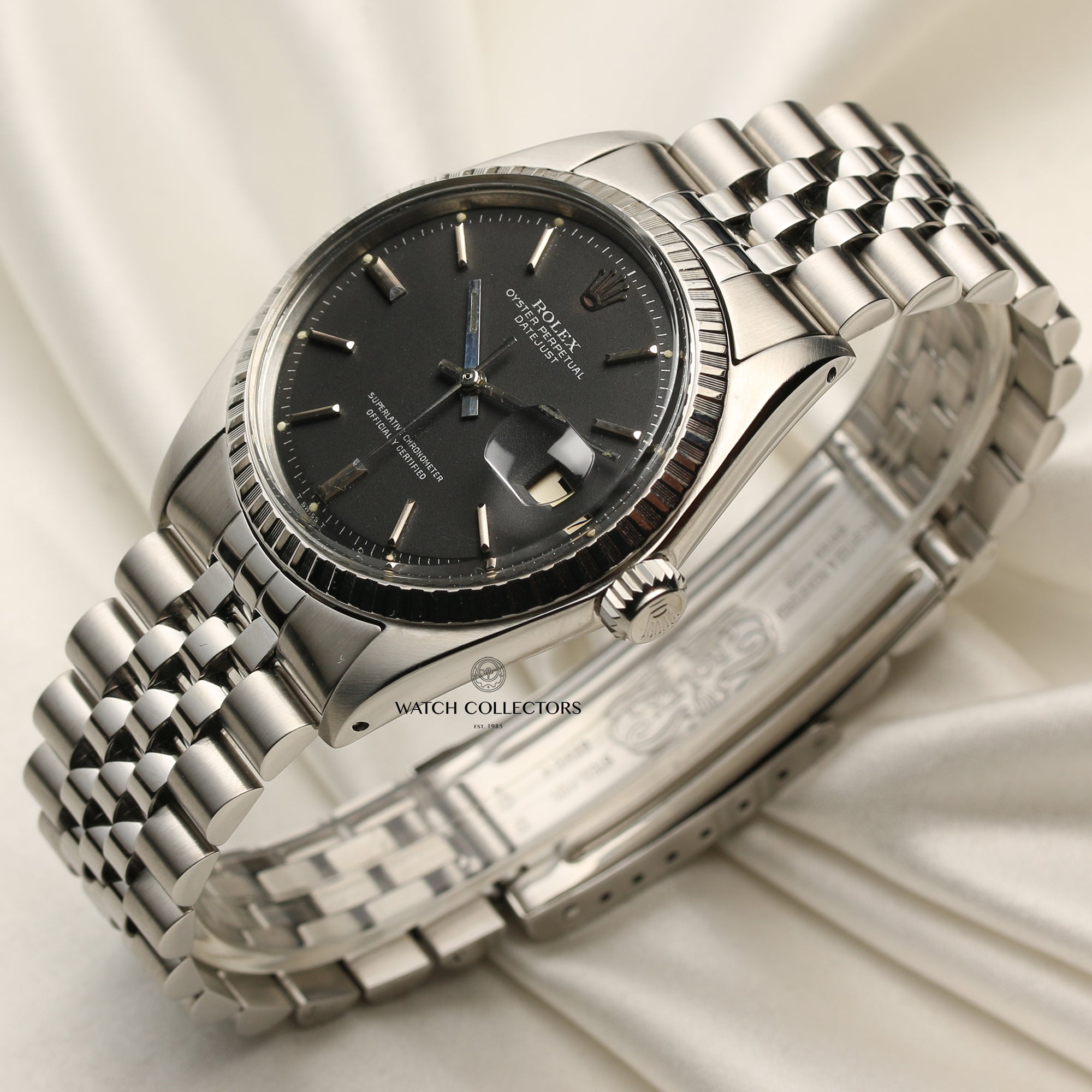 Rolex DateJust Black Dial Stainless Steel Second Hand Watch Collectors 3