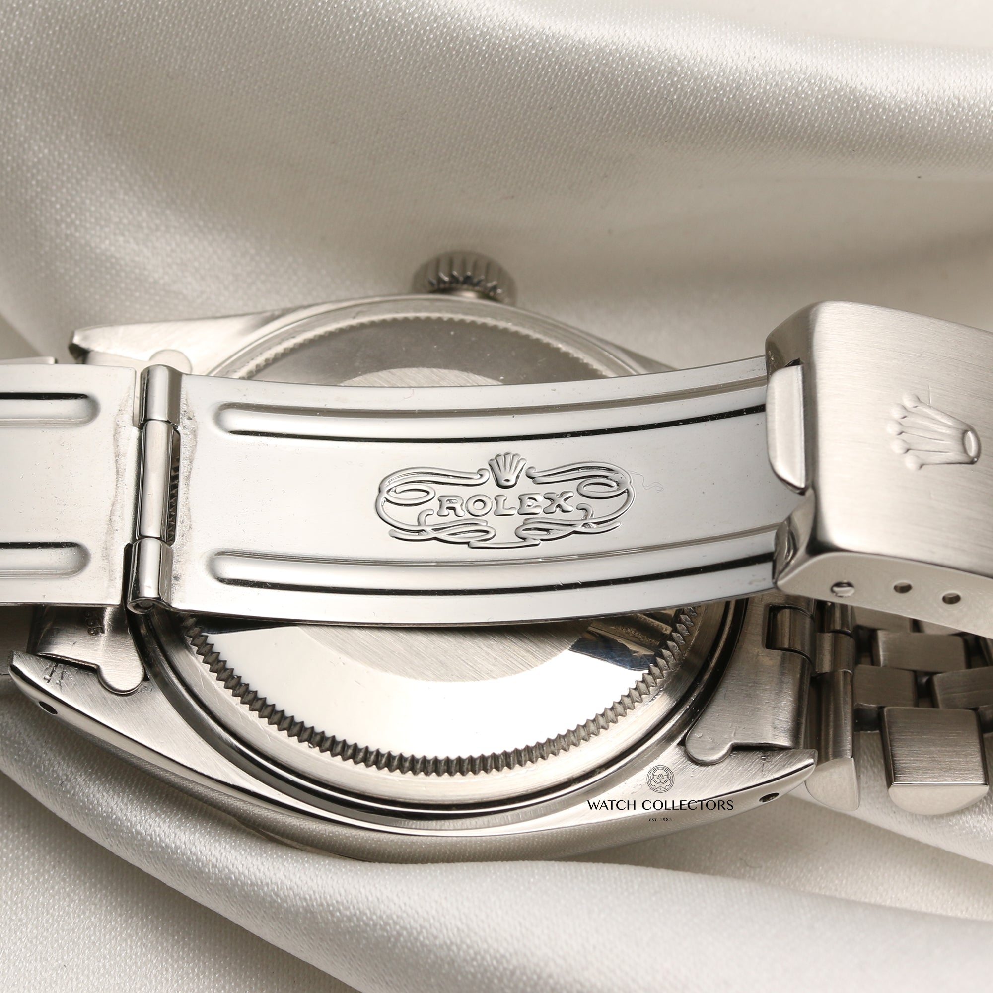 Rolex DateJust Engine Turned Bezel Stainless Steel Second Hand Watch Collectors 7