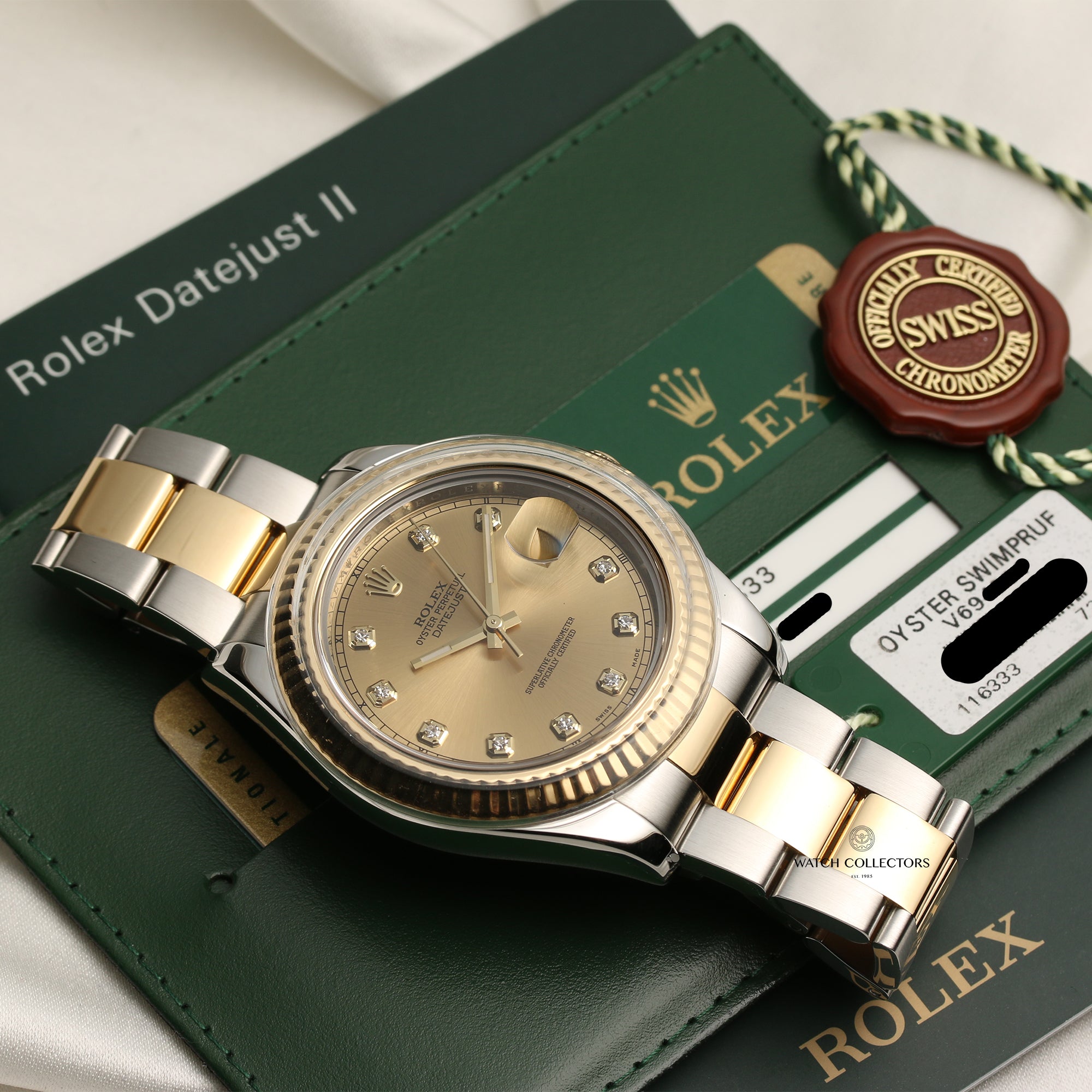 Rolex DateJust II 116333 Steel & Gold Diamond Champagne Dial Second Hand Watch Collectors 10