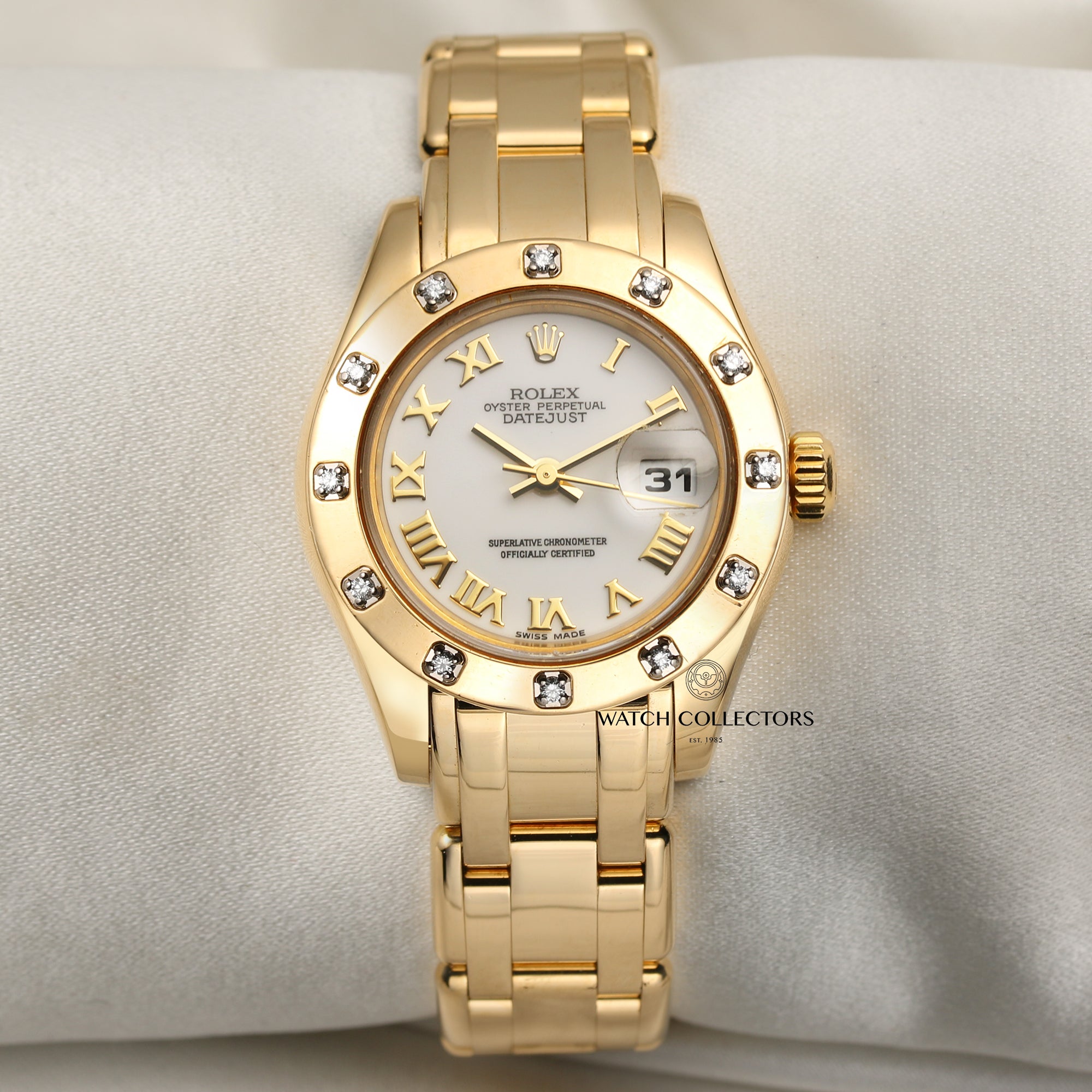 Rolex DateJust Pearlmaster 18K Yellow Gold Diamond Second Hand Watch Collectors 1