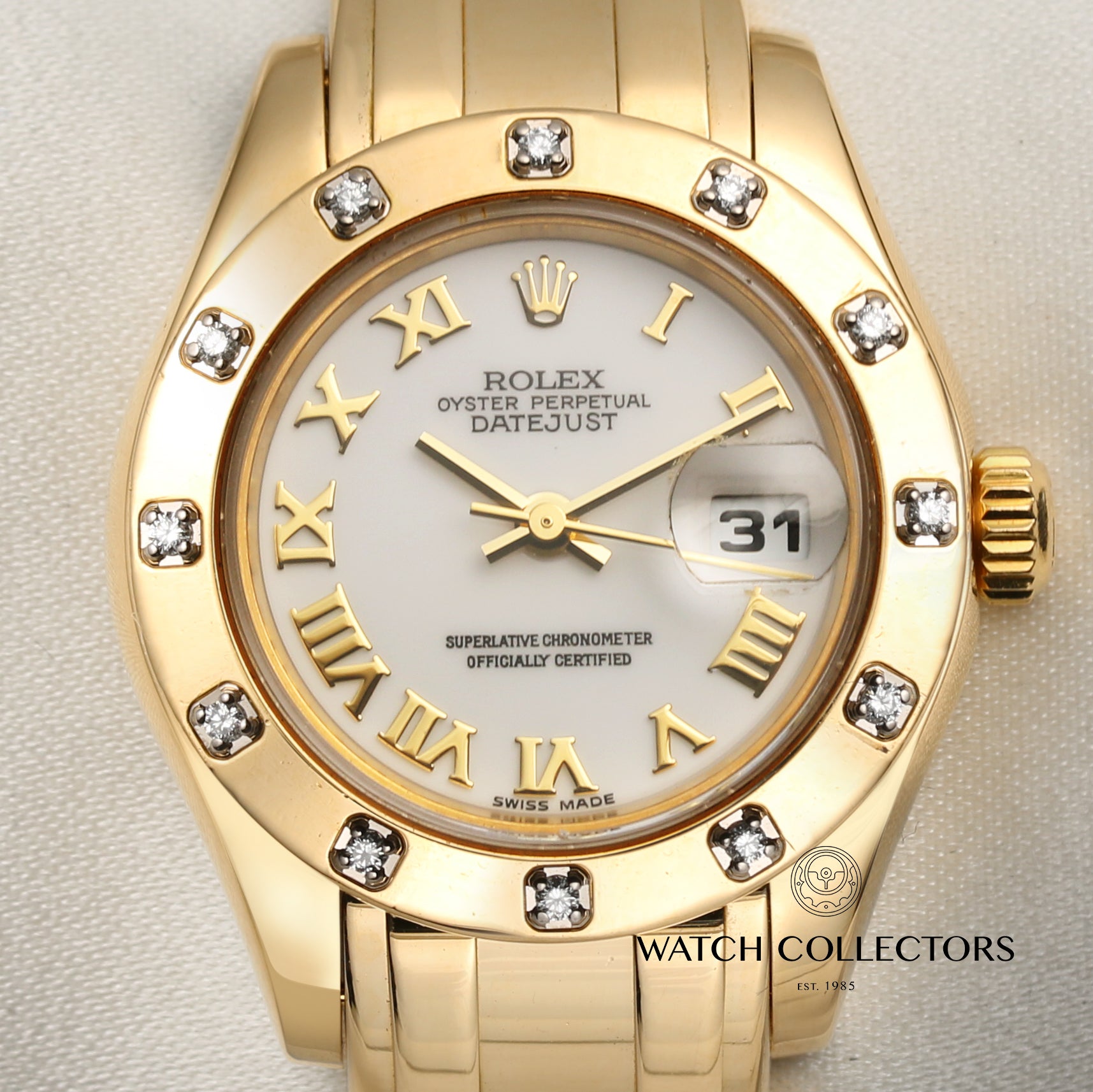 Rolex DateJust Pearlmaster 18K Yellow Gold Diamond Second Hand Watch Collectors 2