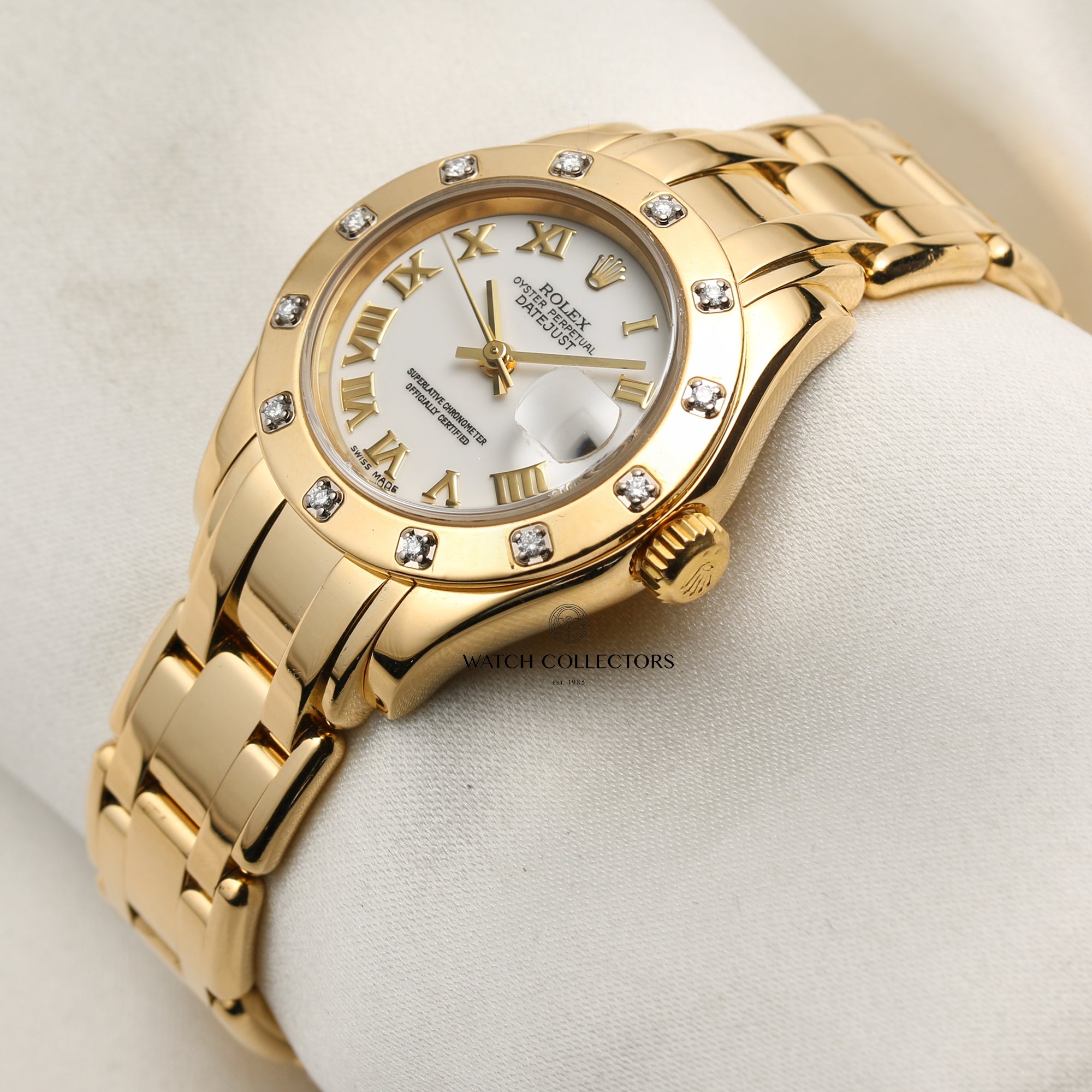 Rolex DateJust Pearlmaster 18K Yellow Gold Diamond Second Hand Watch Collectors 3