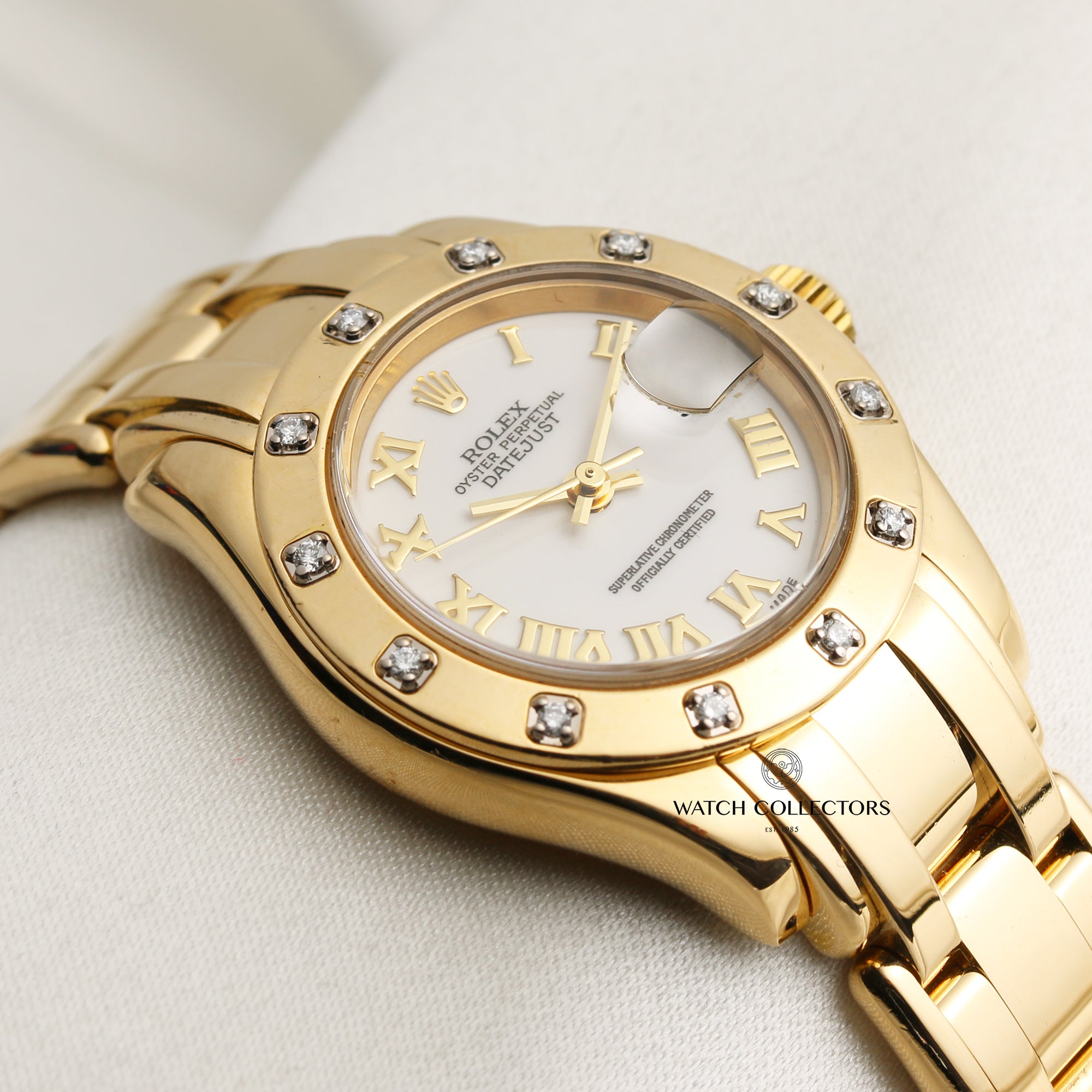 Rolex DateJust Pearlmaster 18K Yellow Gold Diamond Second Hand Watch Collectors 5