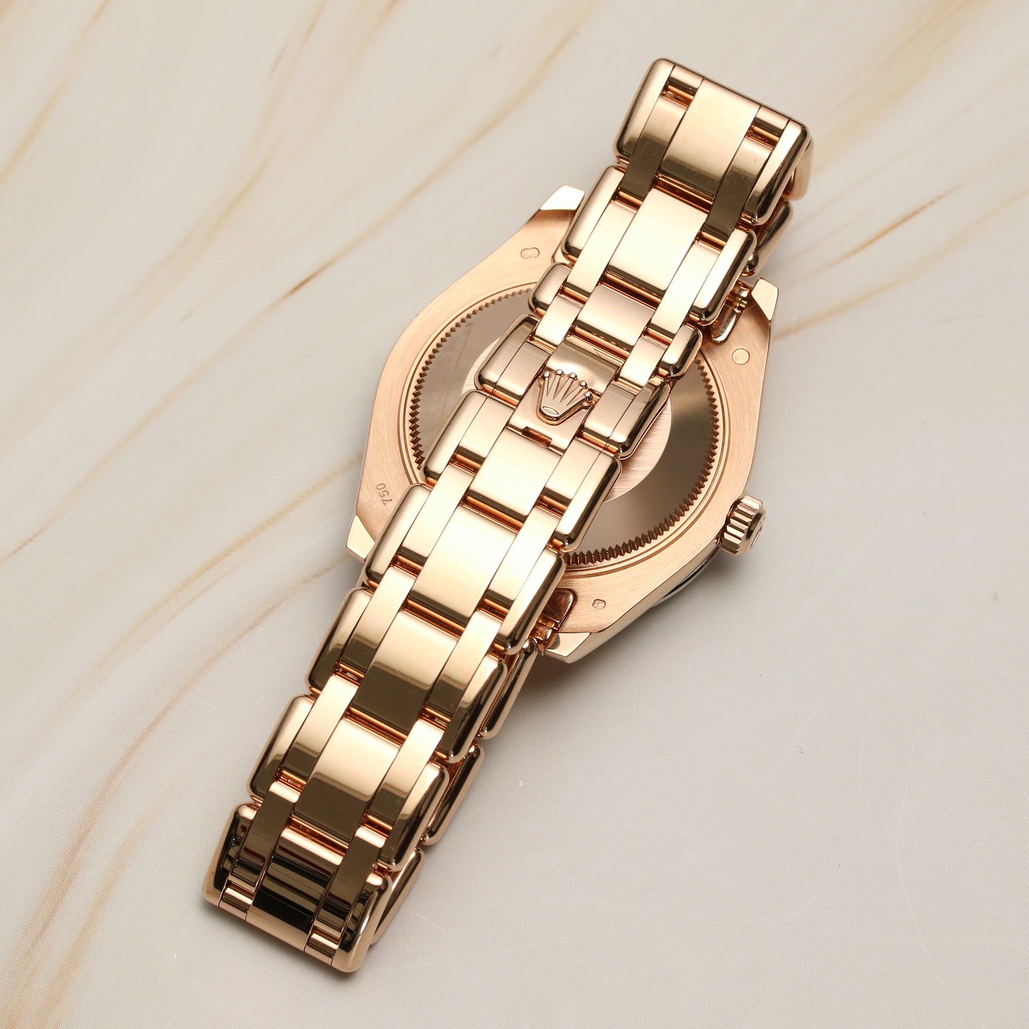 Rolex DateJust Pearlmaster 81285 18K Rose Diamond Bezel MOP Dial Second Hand Watch Collectors 7