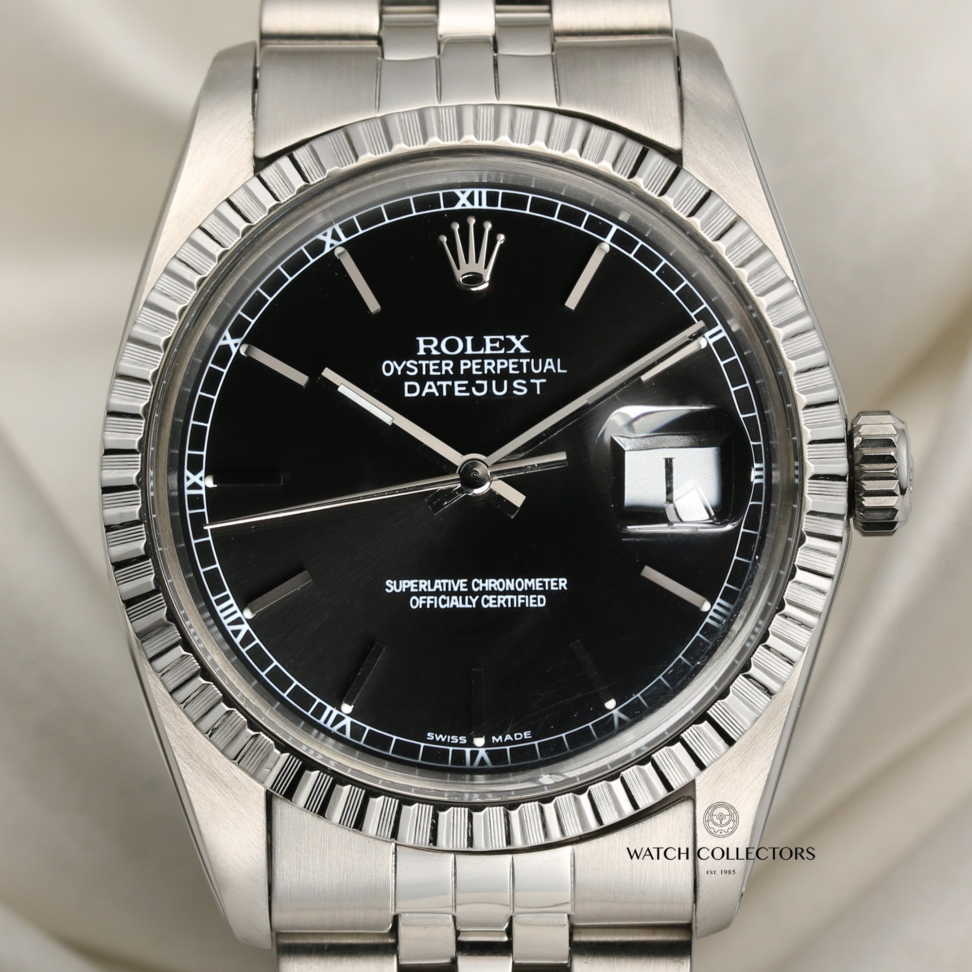 Rolex DateJust Stainless Steel Black Dial Second Hand Watch Collectors 2