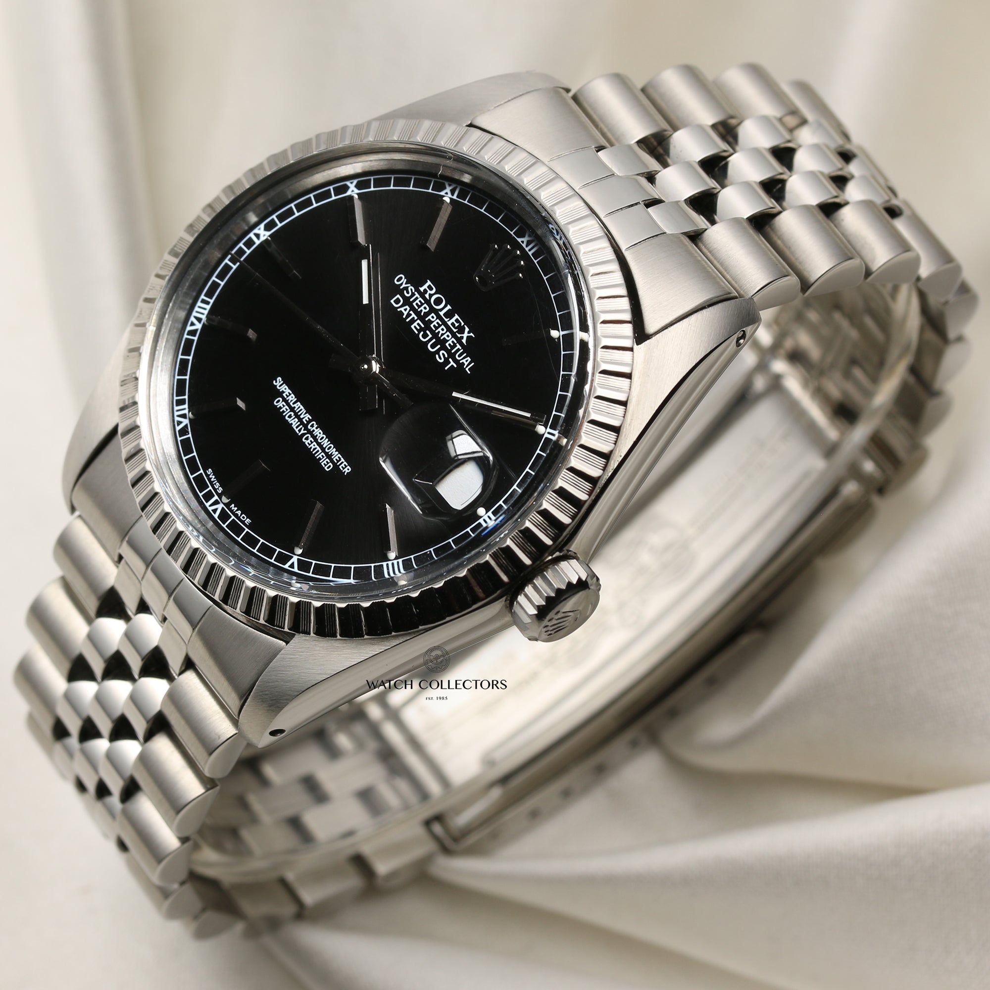 Rolex DateJust Stainless Steel Black Dial Second Hand Watch Collectors 3