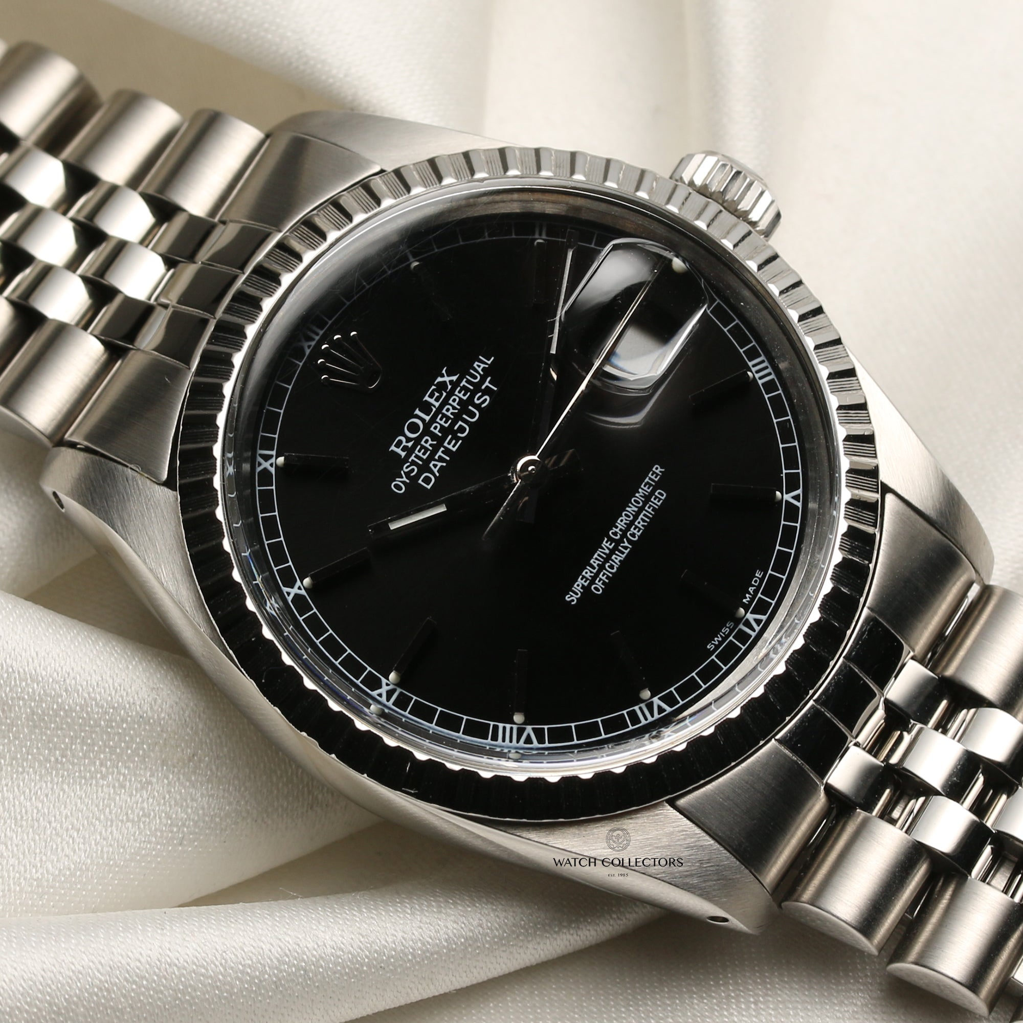 Rolex DateJust Stainless Steel Black Dial Second Hand Watch Collectors 5