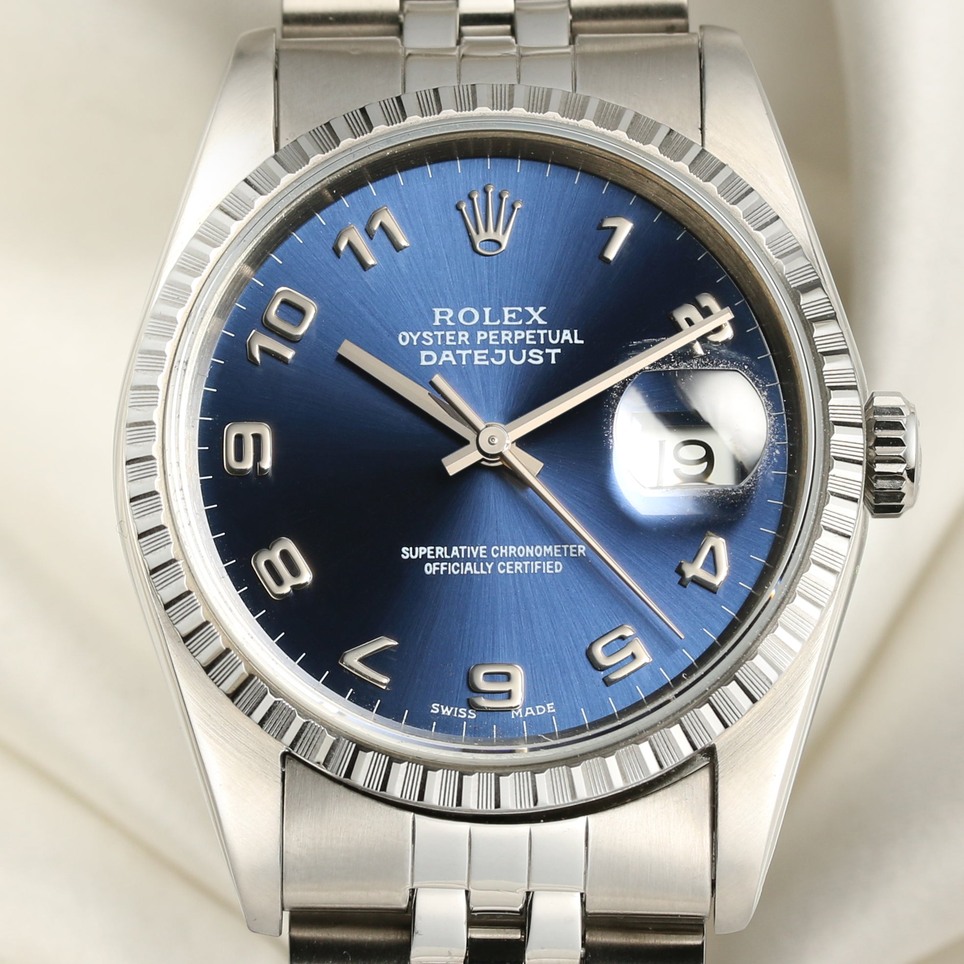 Rolex DateJust Stainless Steel Blue Dial Second Hand Watch Collectors 2