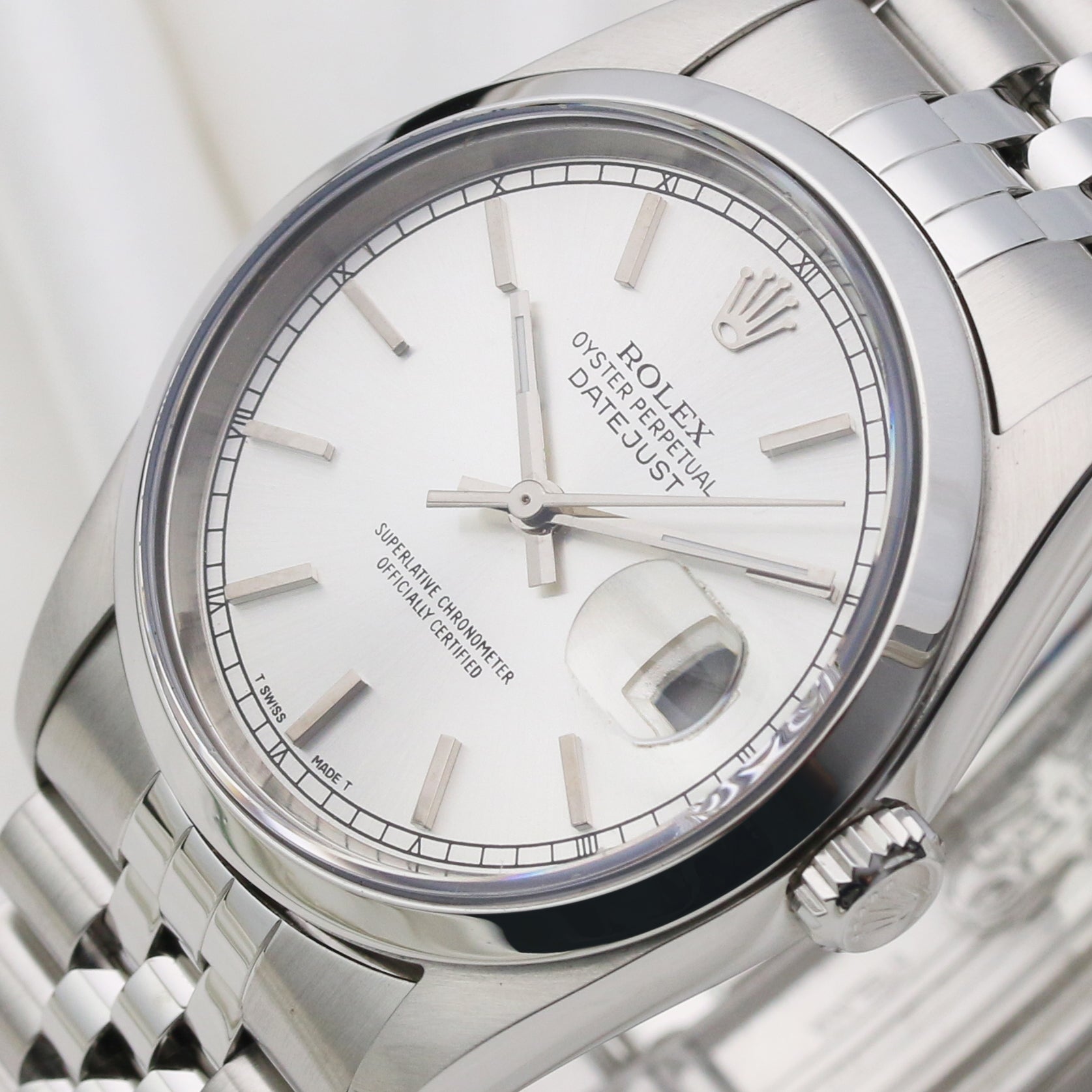 Rolex DateJust Stainless Steel Silver Dial Second Hand Watch Collectors 4