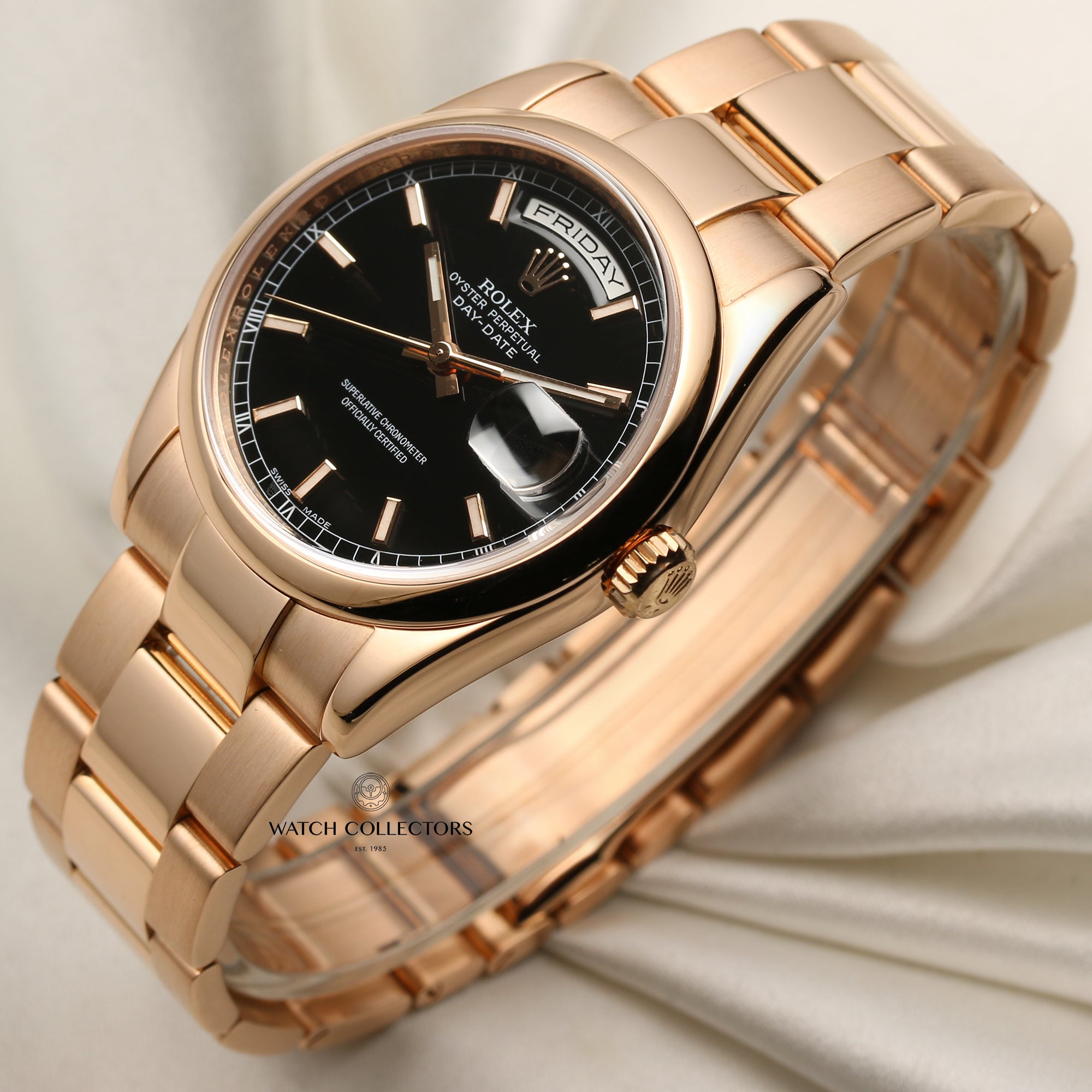 Rolex Day-Date 118205 18K Rose Gold Second Hand Watch Collectors 3