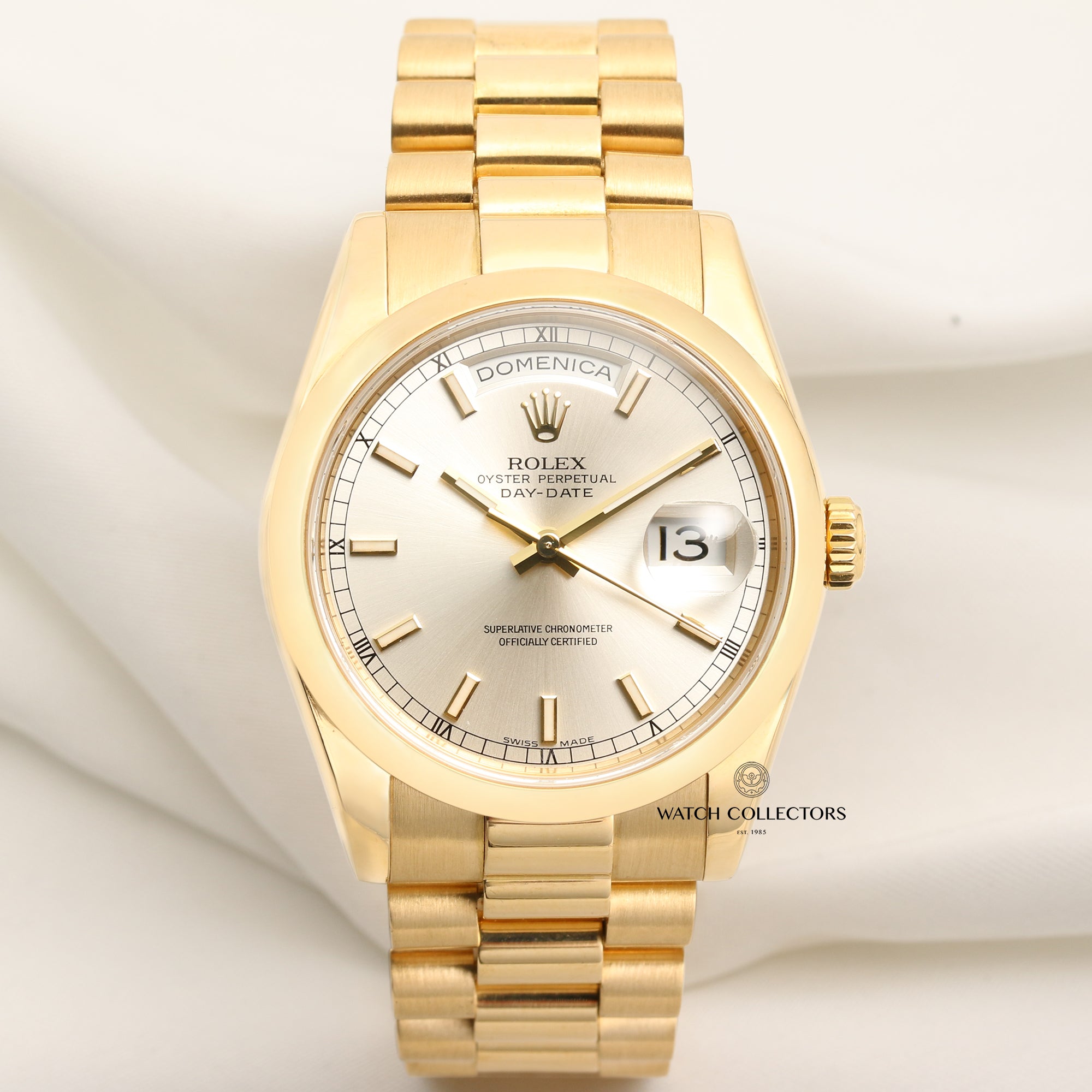 Rolex Day-Date 118208 18K White Gold Second Hand Watch Collectors 1