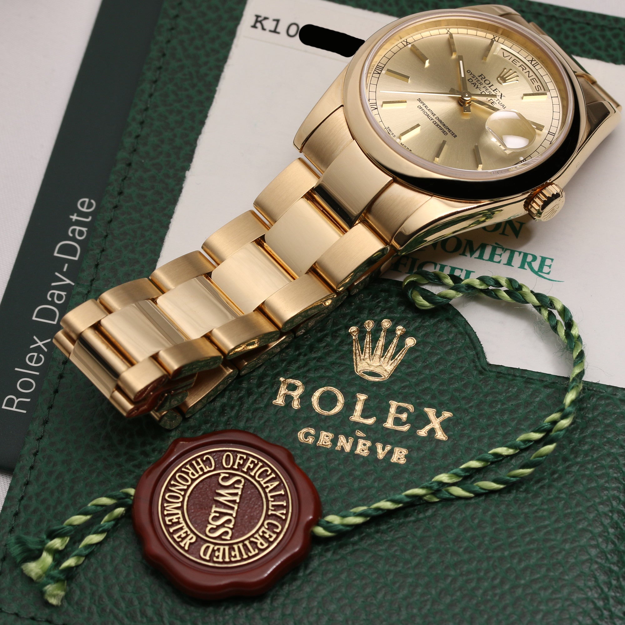 Rolex Day-Date 118208 18K Yellow Gold Champagne Dial Second Hand Watch Collectors 9