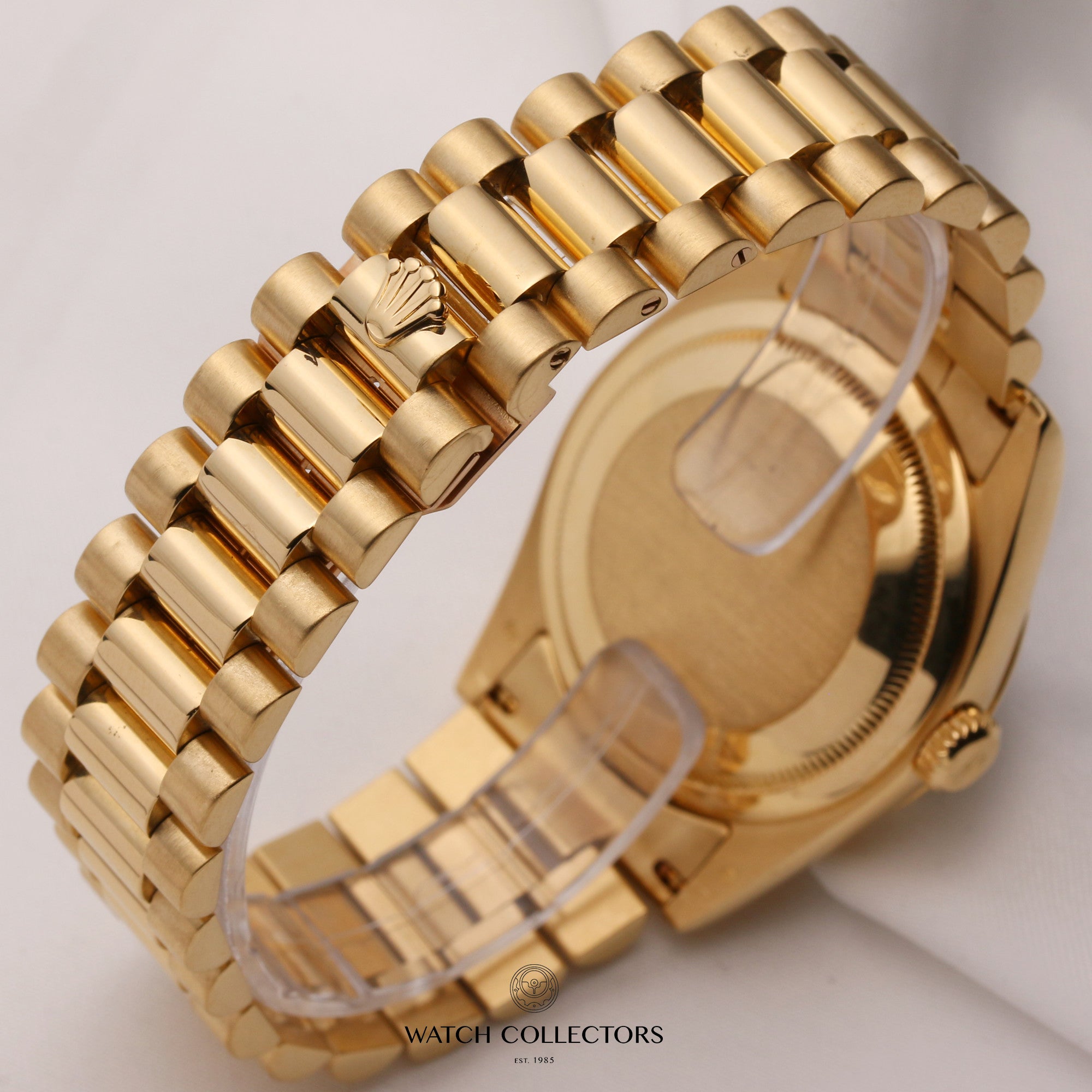 Rolex-Day-Date-118208-Champagne-Arabic-Numeral-Dial-18K-Yellow-Gold-Second-Hand-Watch-Collectors-5