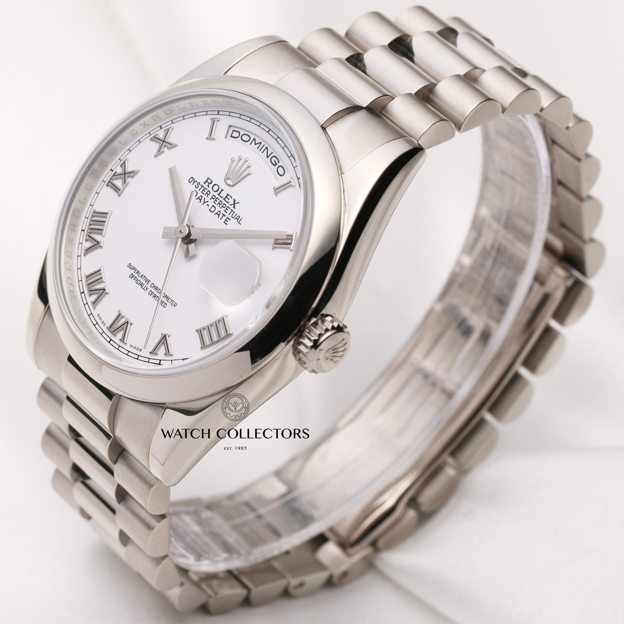 Rolex-Day-Date-118209-President-18K-White-gold-Second-Hand-Watch-Collectors-3