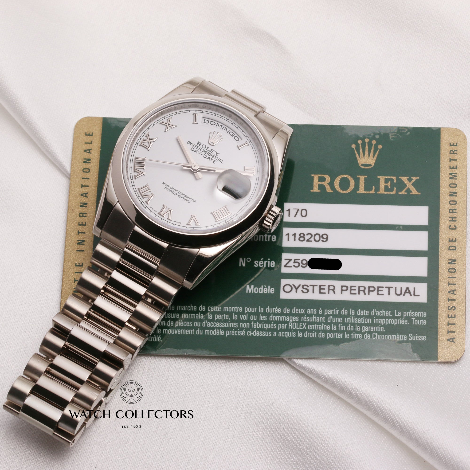 Rolex-Day-Date-118209-President-18K-White-gold-Second-Hand-Watch-Collectors-7