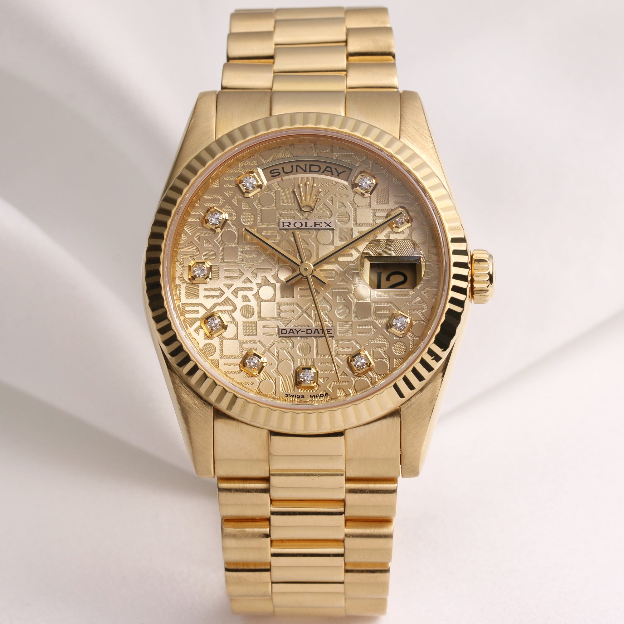 Rolex Day-Date 118238 18K Yellow Gold Diamond Second Hand Watch Collectors 1