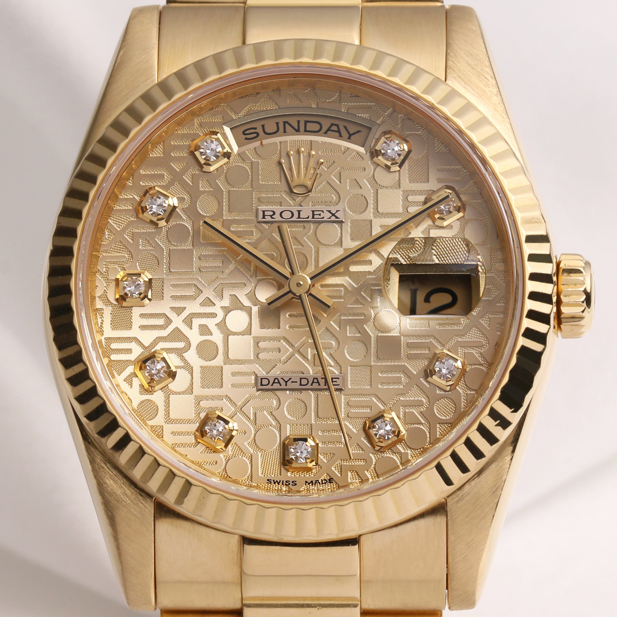 Rolex Day-Date 118238 18K Yellow Gold Diamond Second Hand Watch Collectors 2