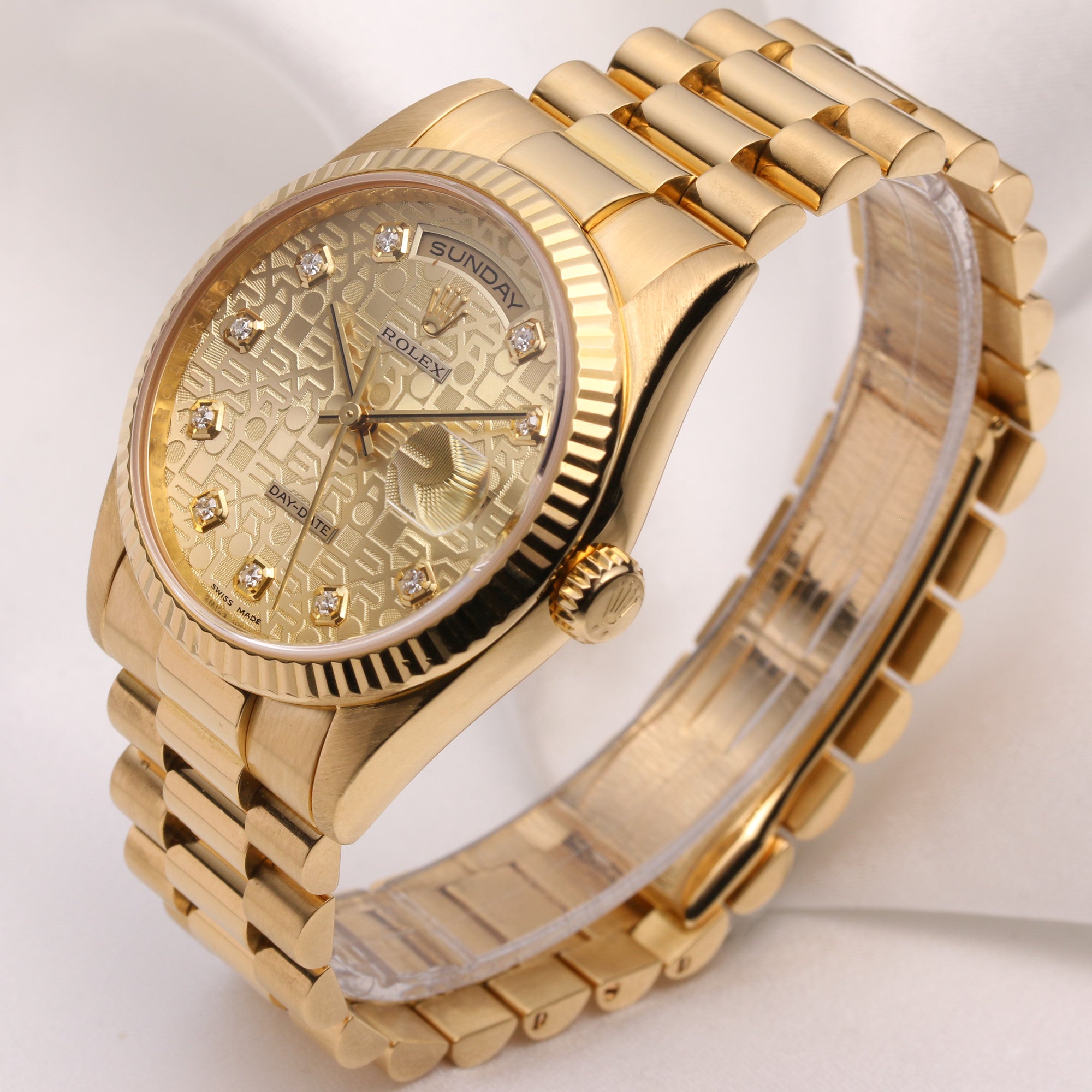 Rolex Day-Date 118238 18K Yellow Gold Diamond Second Hand Watch Collectors 3