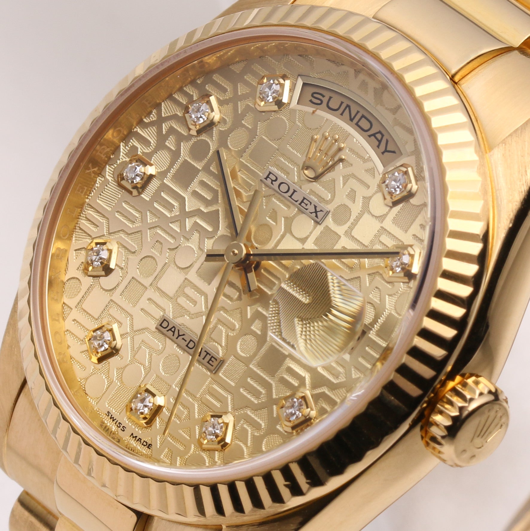 Rolex Day-Date 118238 18K Yellow Gold Diamond Second Hand Watch Collectors 4