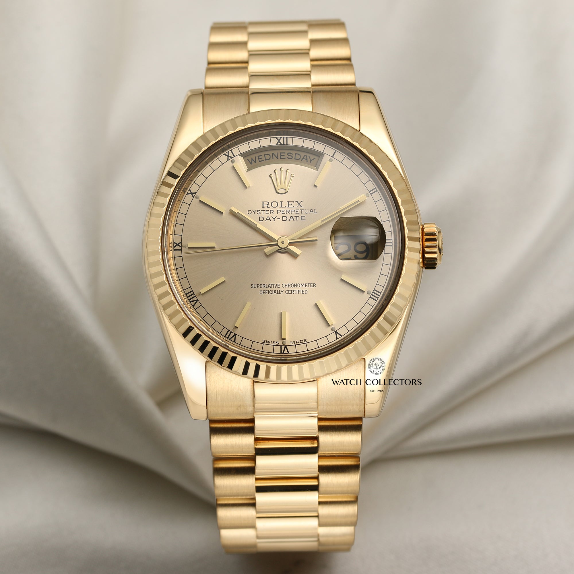 Rolex Day-Date 118238 18K Yellow Gold Second Hand Watch Collectors 1