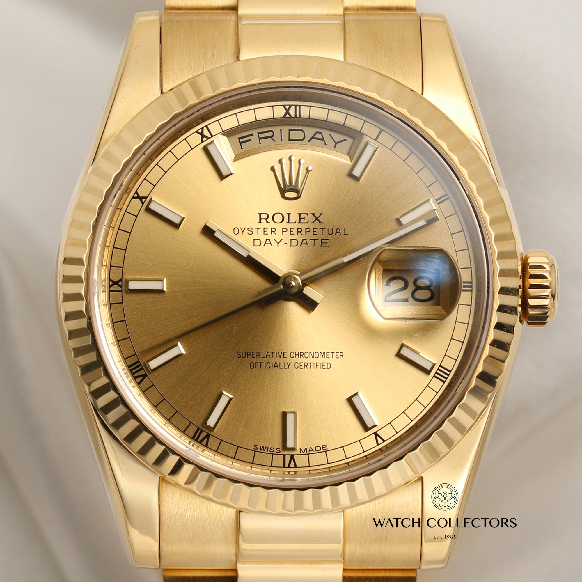 Rolex Day-Date 118238 18K Yellow Gold Second Hand Watch Collectors 2