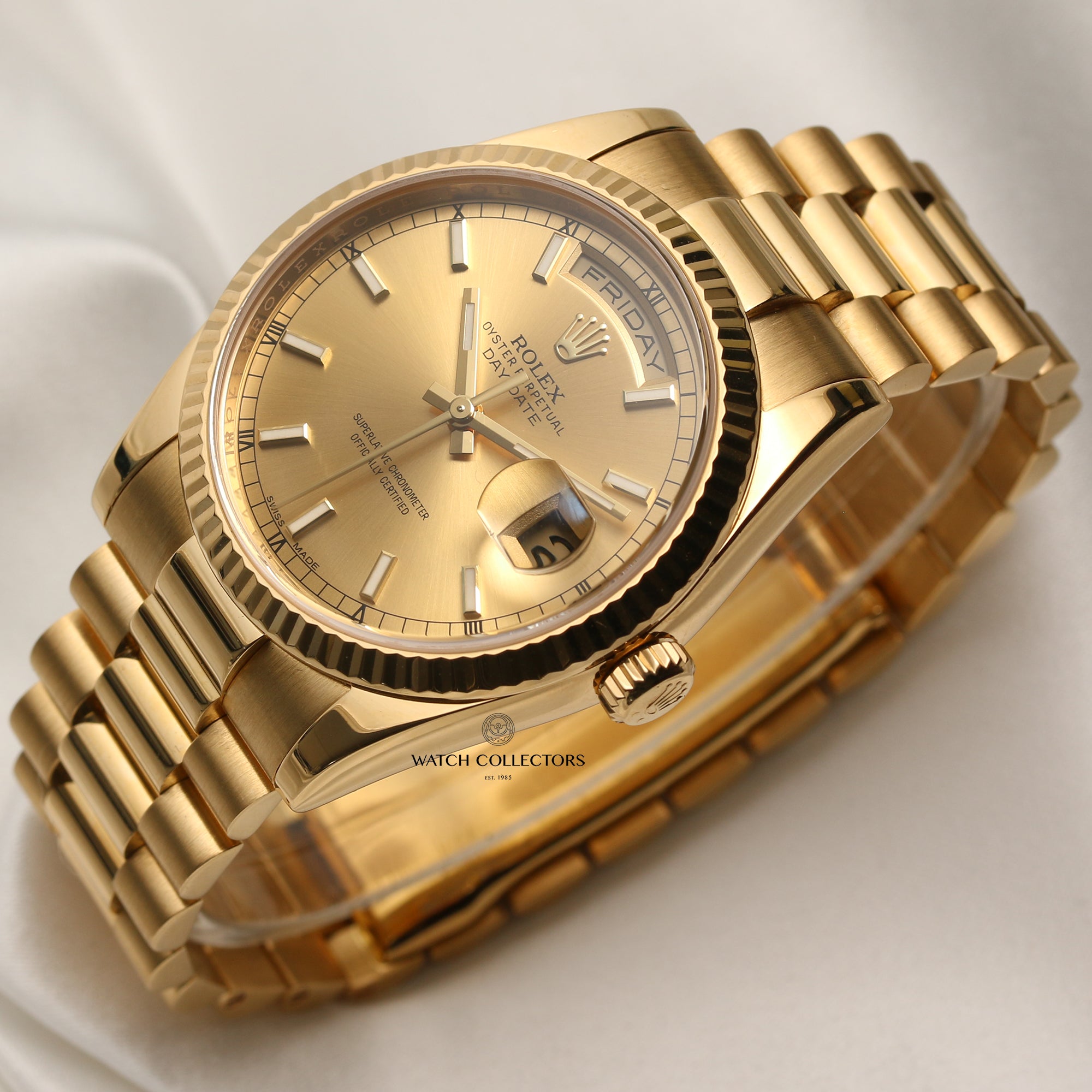 Rolex Day-Date 118238 18K Yellow Gold Second Hand Watch Collectors 3