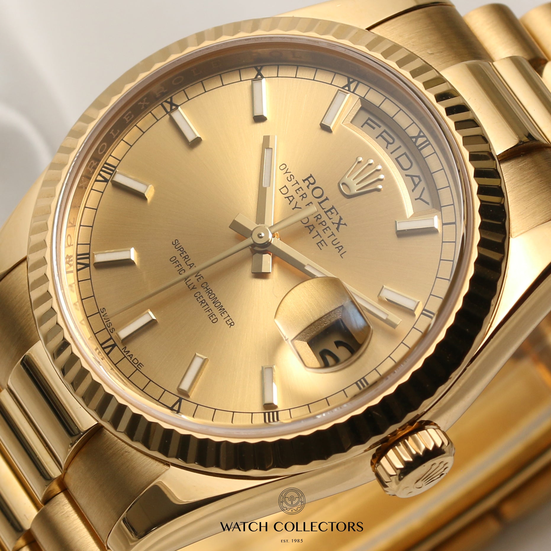 Rolex Day-Date 118238 18K Yellow Gold Second Hand Watch Collectors 4