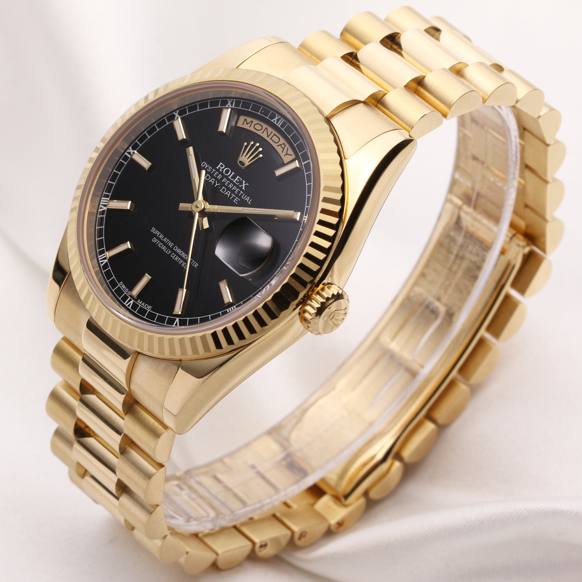 Rolex Day-Date 118238 Black Dial 18K Yellow gold Second Hand Watch Collectors 3