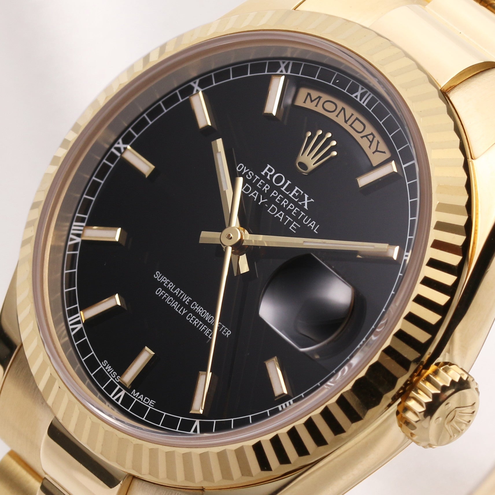 Rolex Day-Date 118238 Black Dial 18K Yellow gold Second Hand Watch Collectors 4