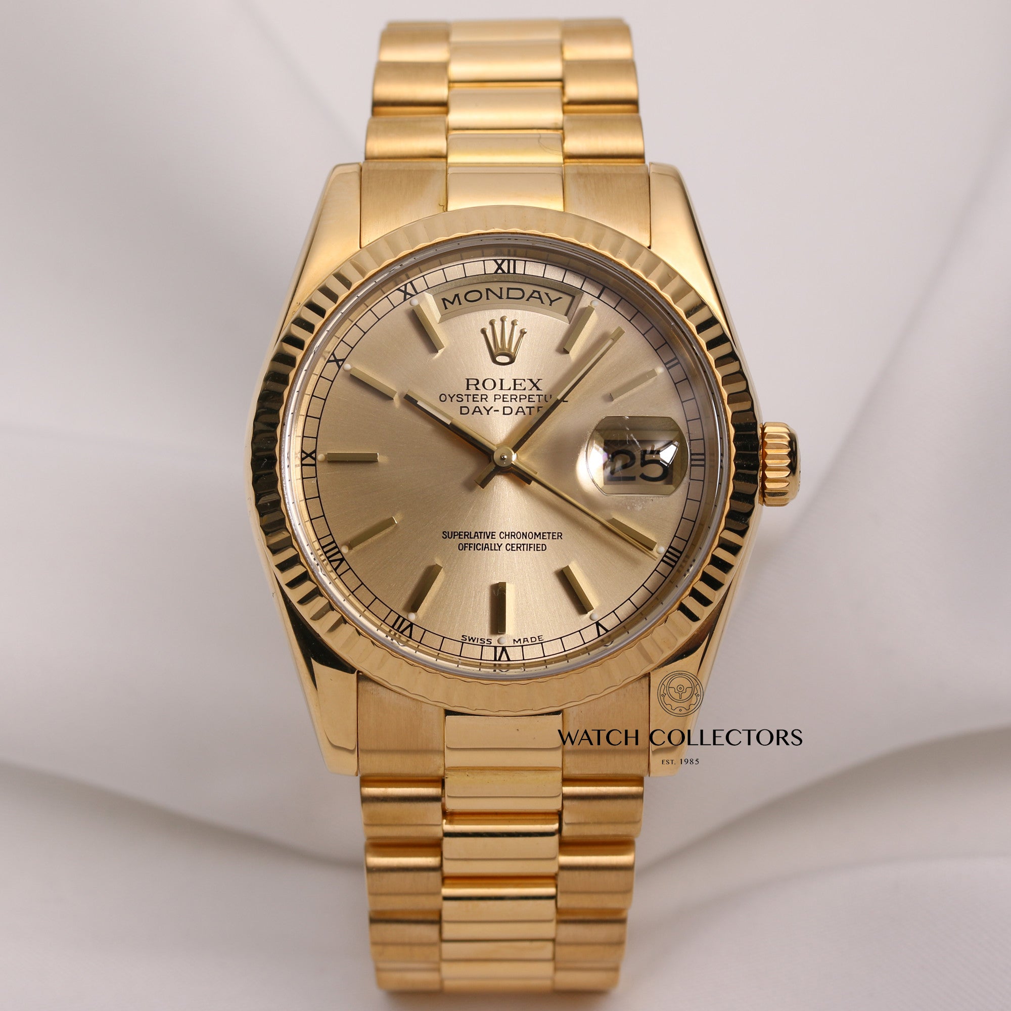 Rolex-Day-Date-118238-Champagne-Dial-18K-Yellow-Gold-Second-Hand-Watch-Collectors-1