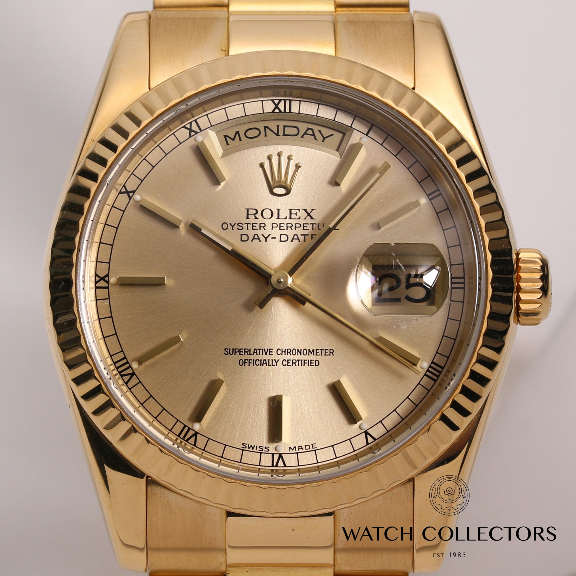 Rolex-Day-Date-118238-Champagne-Dial-18K-Yellow-Gold-Second-Hand-Watch-Collectors-2