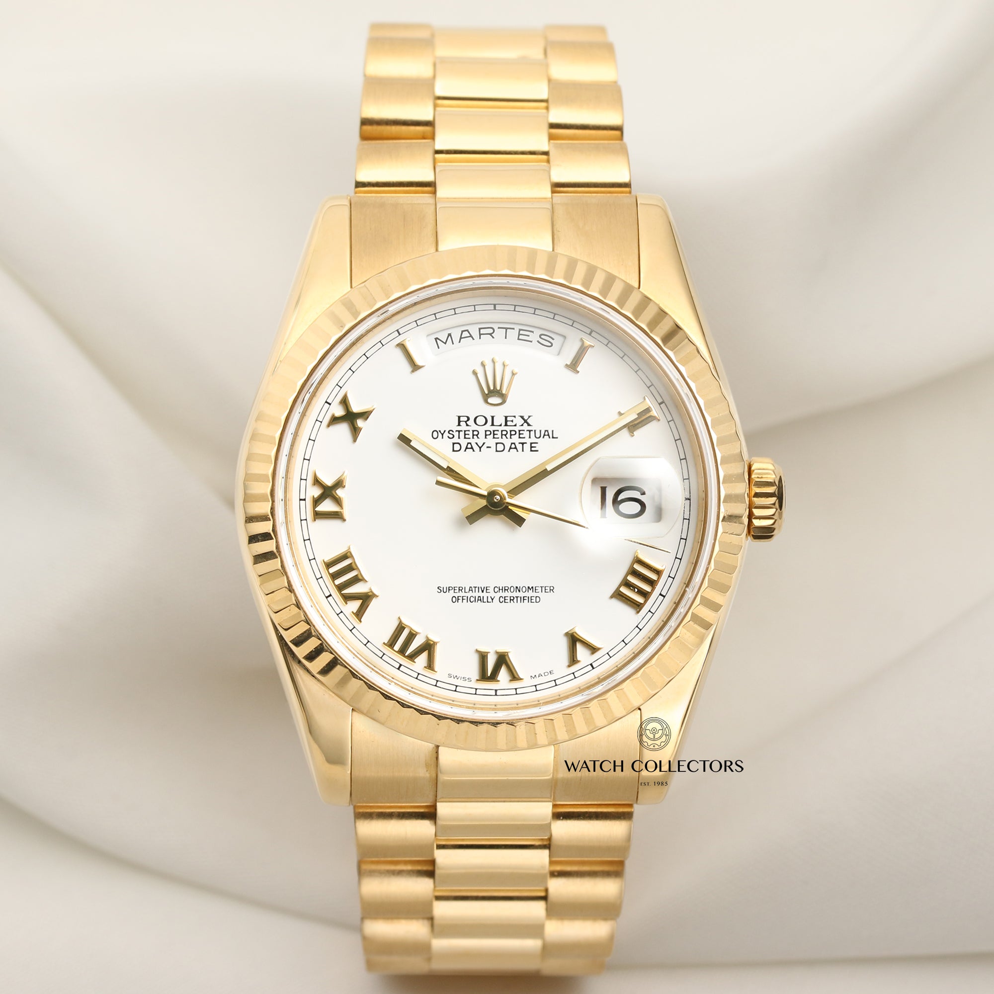 Rolex Day-Date 118238 White Numeral Dial 18K Yellow Gold Second Hand Watch Collectors 1
