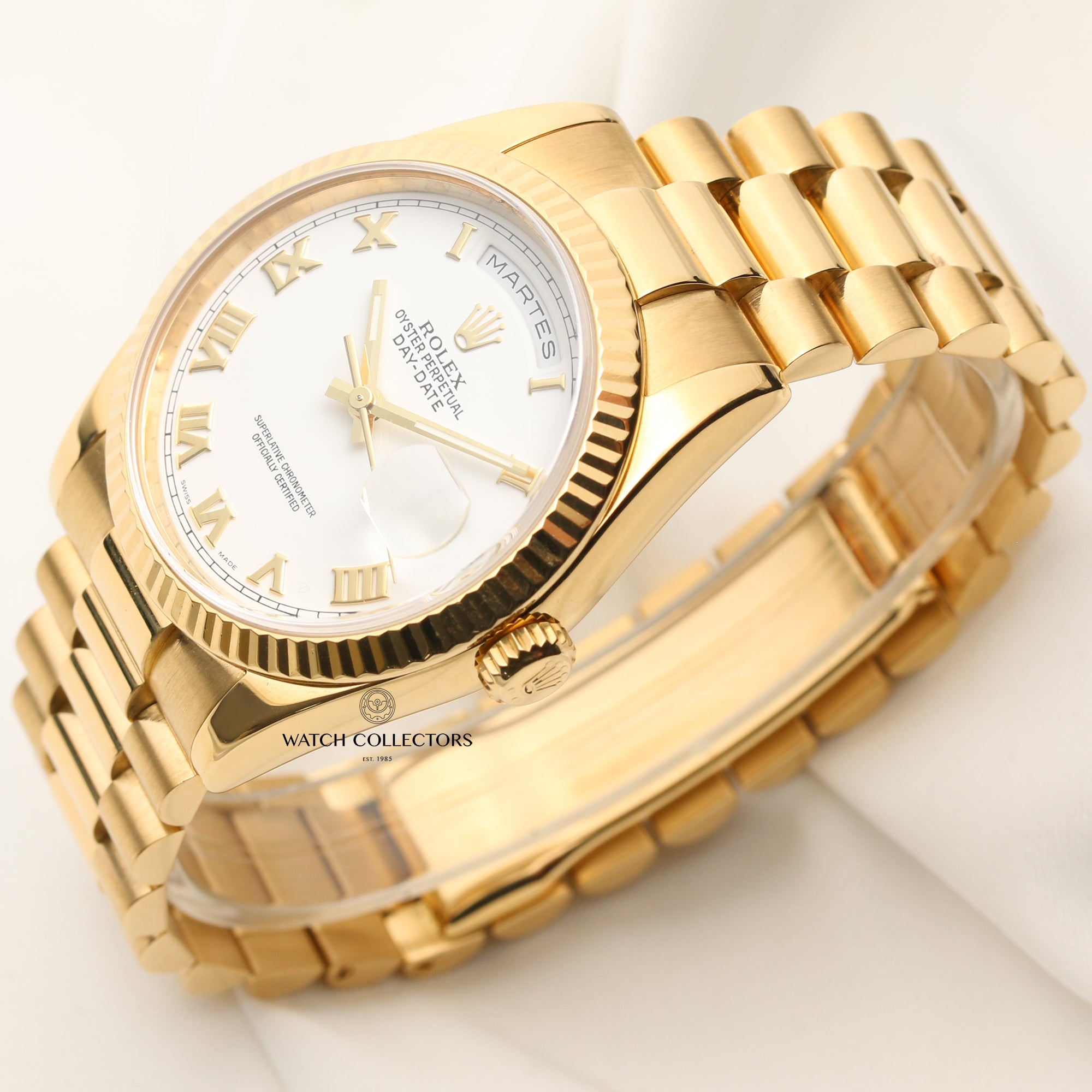 Rolex Day-Date 118238 White Numeral Dial 18K Yellow Gold Second Hand Watch Collectors 3