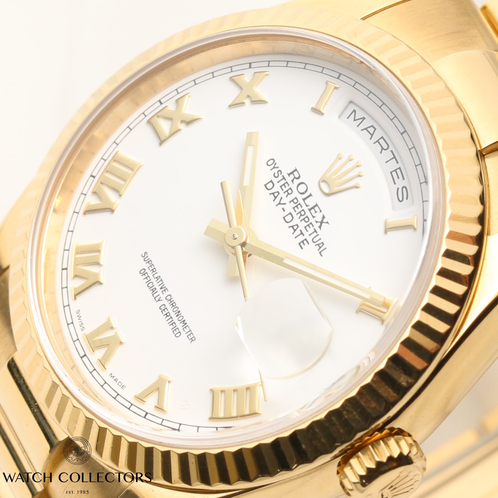 Rolex Day-Date 118238 White Numeral Dial 18K Yellow Gold Second Hand Watch Collectors 4