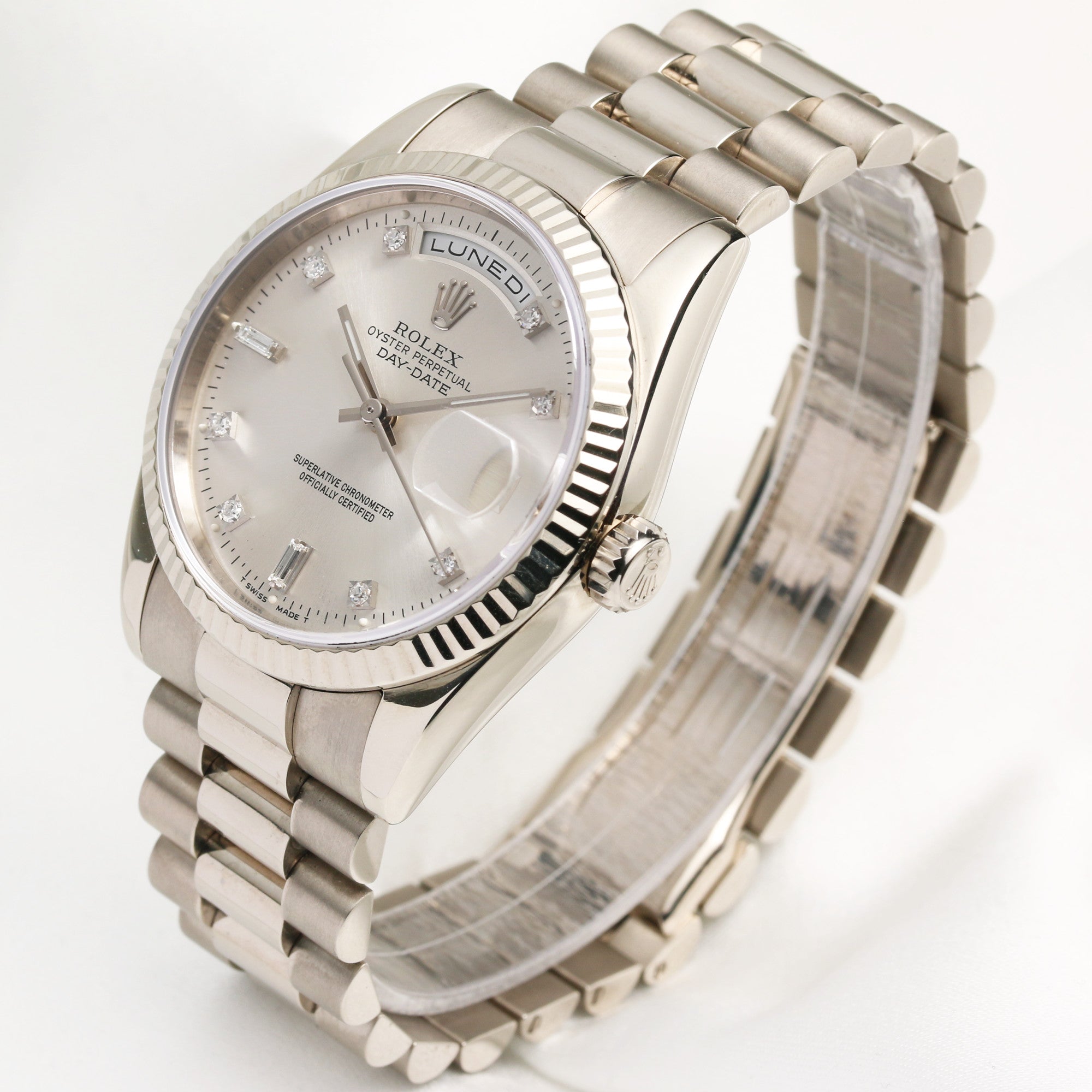 Rolex Day-Date 118239 Diamond 18K White Gold Second Hand Watch Collectors 3