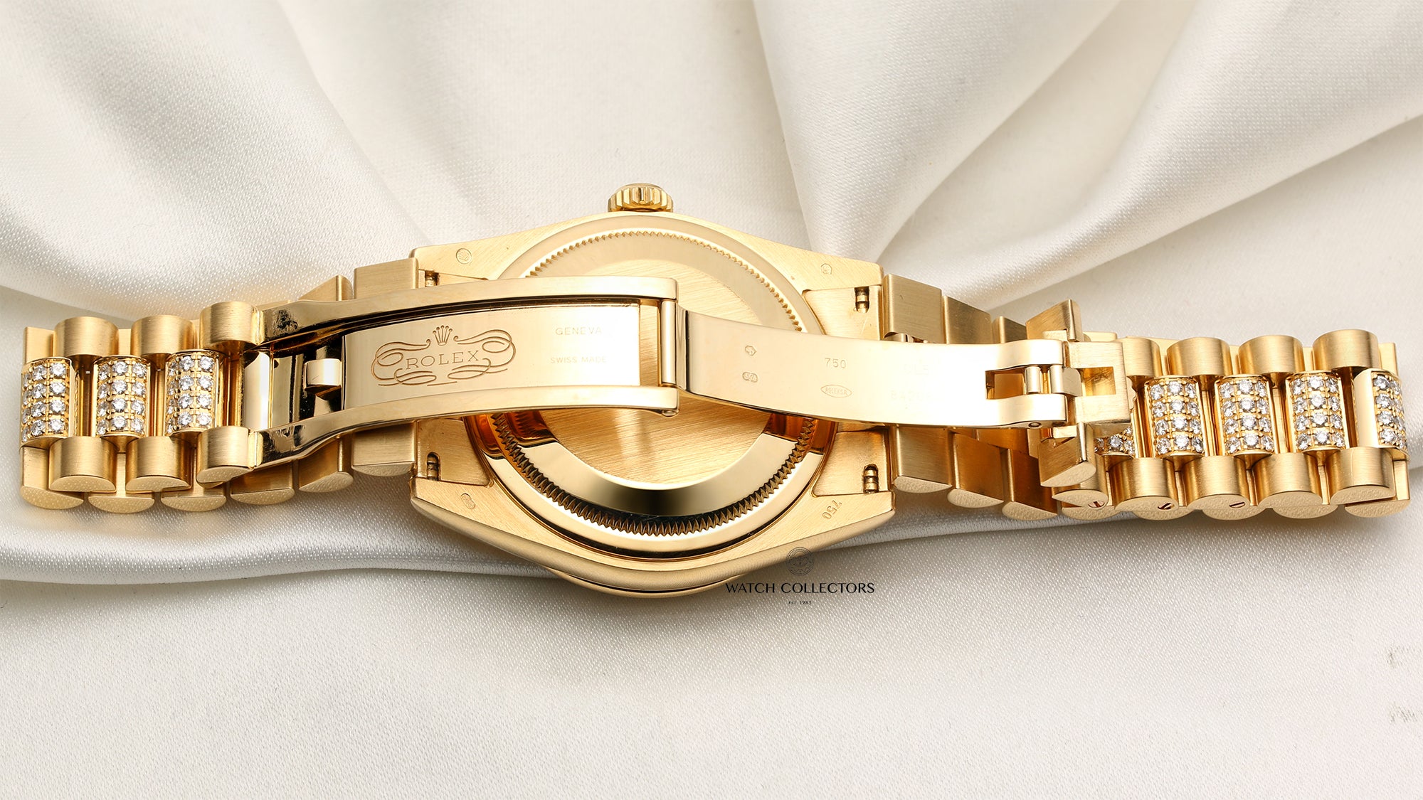 Rolex Day-Date 118388 Black Diamond Dial 18K Yellow Gold Second Hand Watch Collectors 9