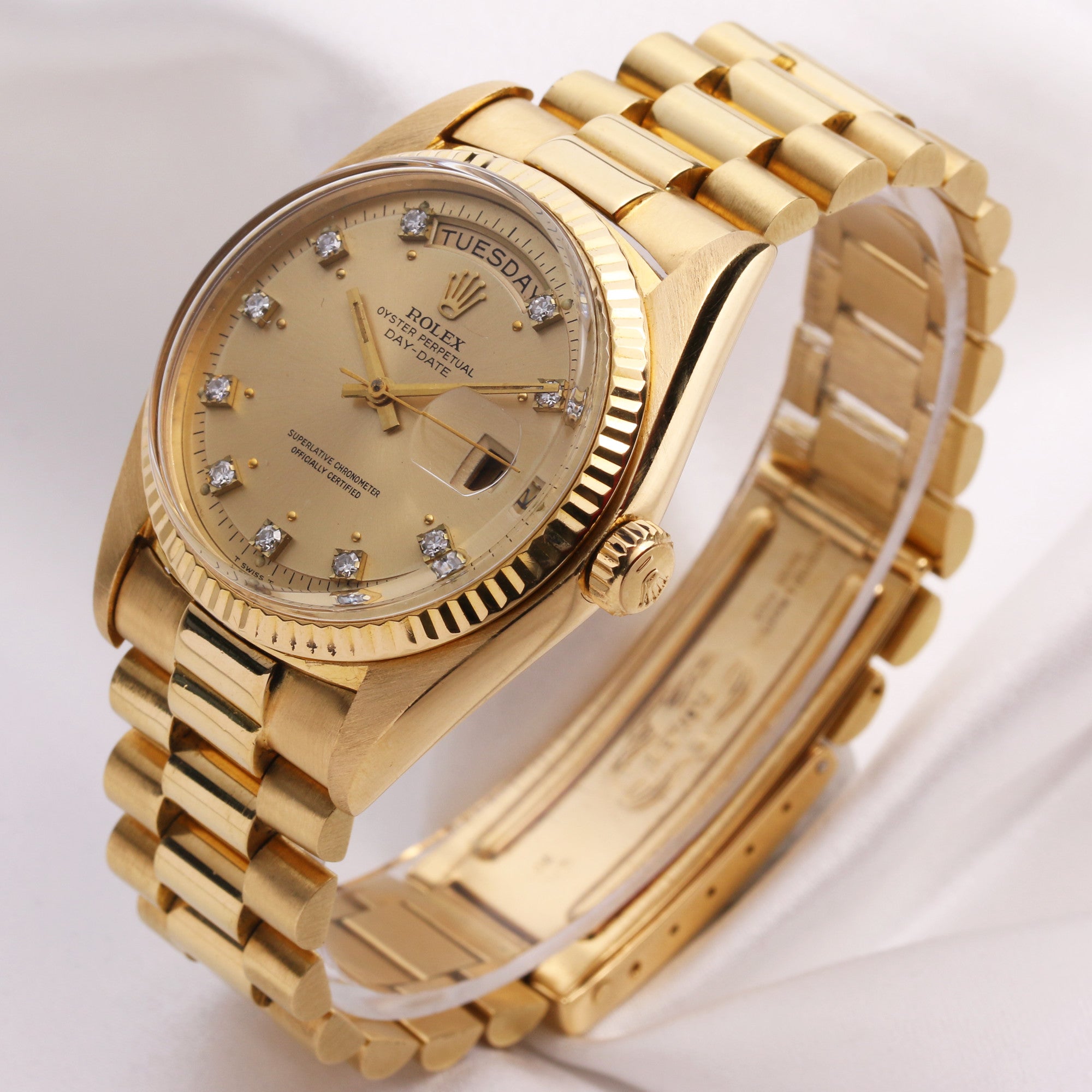 Rolex Day-Date 1803 Diamond 18K Yellow Gold Second Hand Watch Collectors (3)