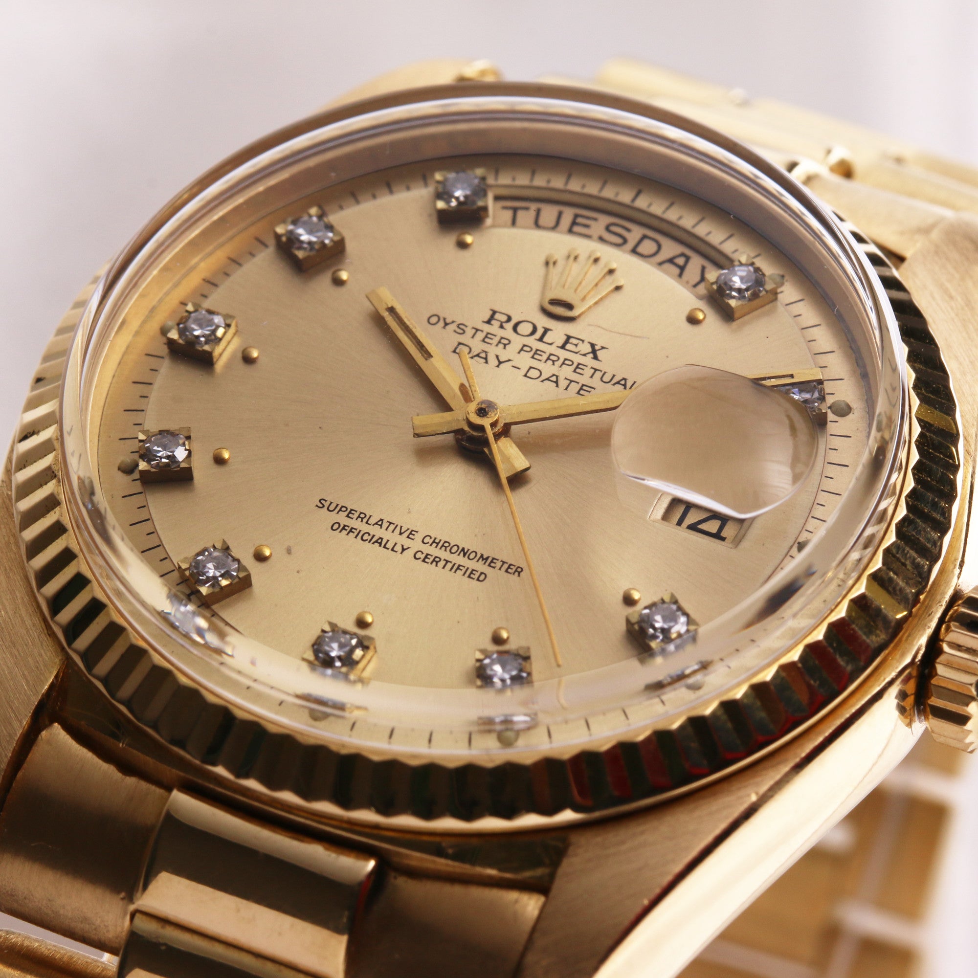 Rolex Day-Date 1803 Diamond 18K Yellow Gold Second Hand Watch Collectors (4)