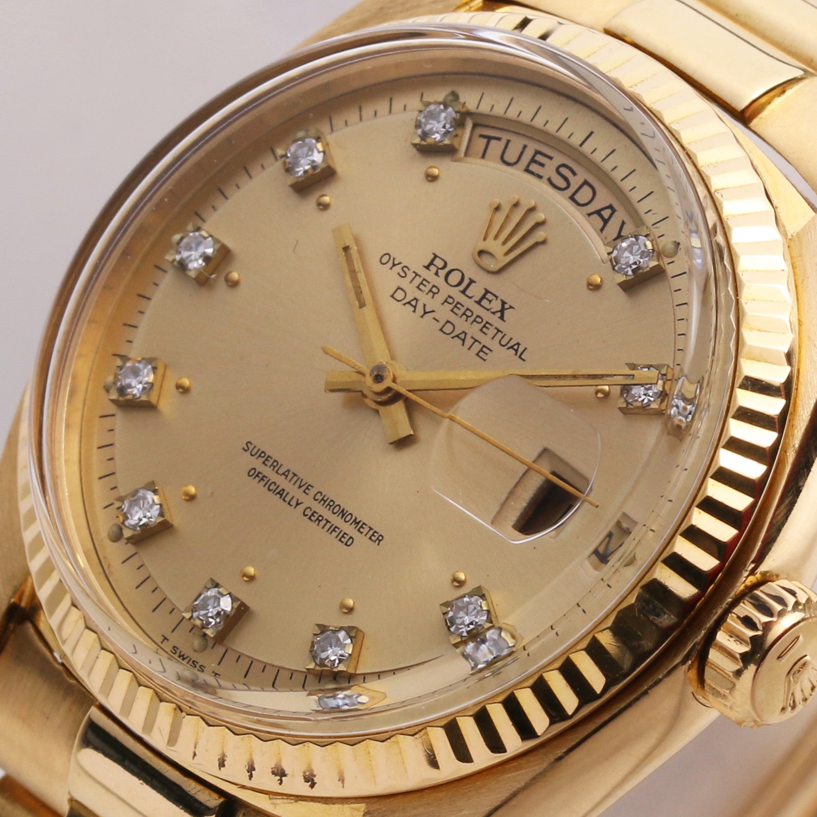 Rolex Day-Date 1803 Diamond 18K Yellow Gold Second Hand Watch Collectors (5)