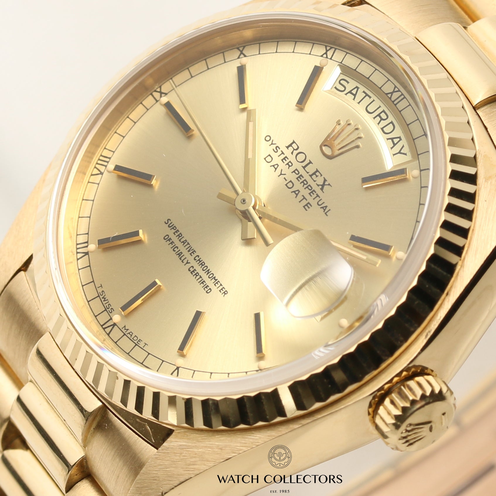 Rolex Day-Date 18038 18K Yellow Gold Second Hand Watch Collectors 4