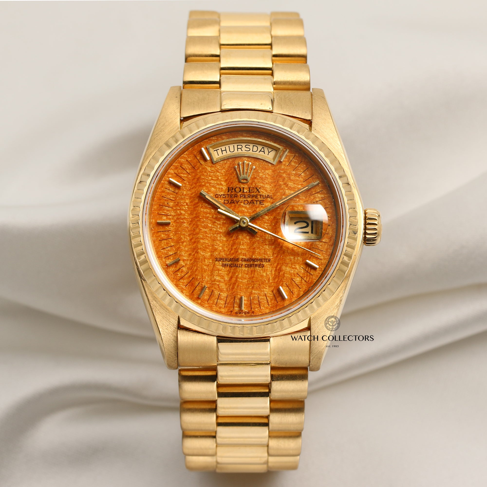 Wood dial day date Clearance