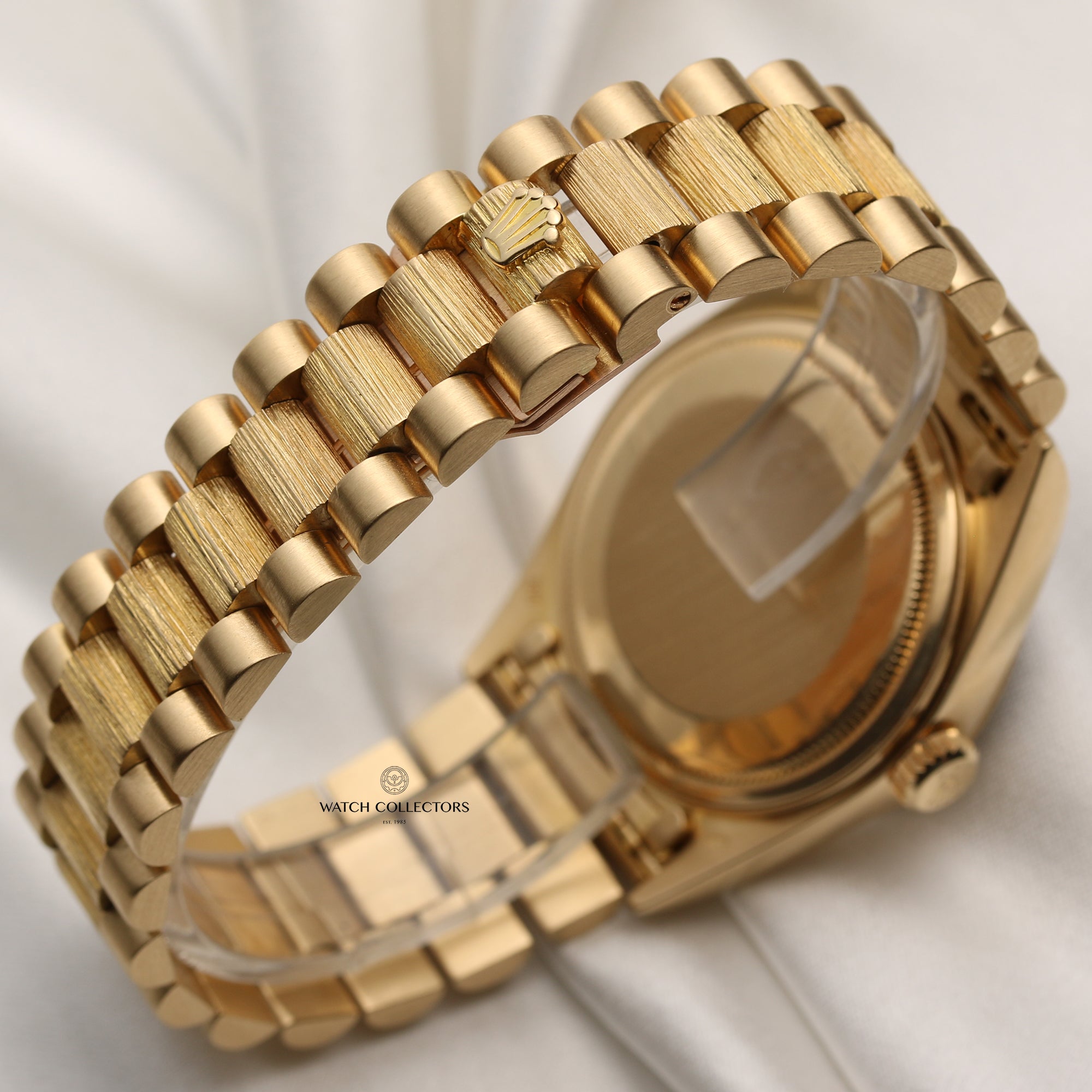 Rolex Day-Date 18078 18K Yellow Gold Blue Diamond Degrading Dial Bark Finish Second Hand Watch Collectors 7