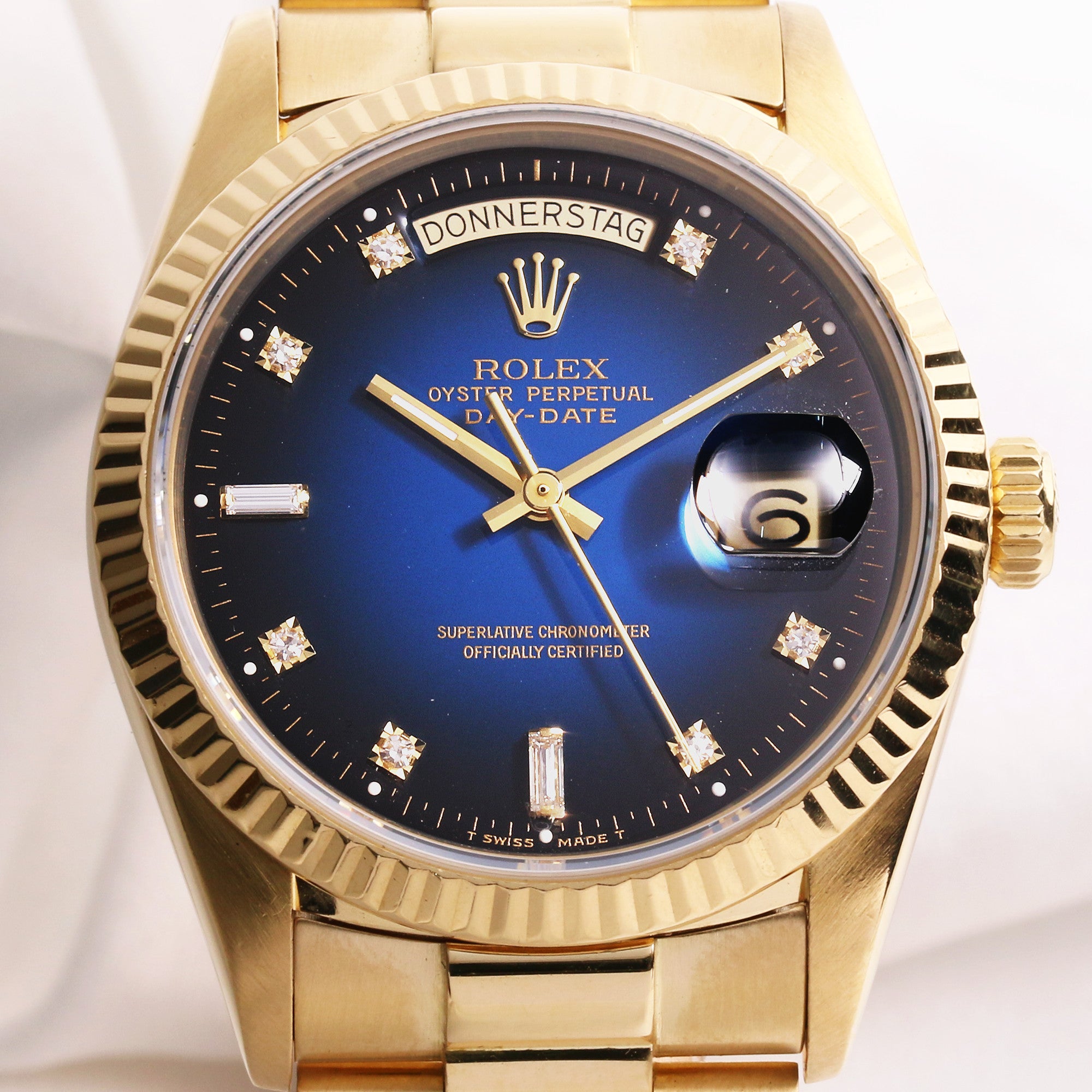 Rolex Day-Date 18078 Degrading Diamond Dial 18K Yellow Gold Second Hand Watch Collectors (2)