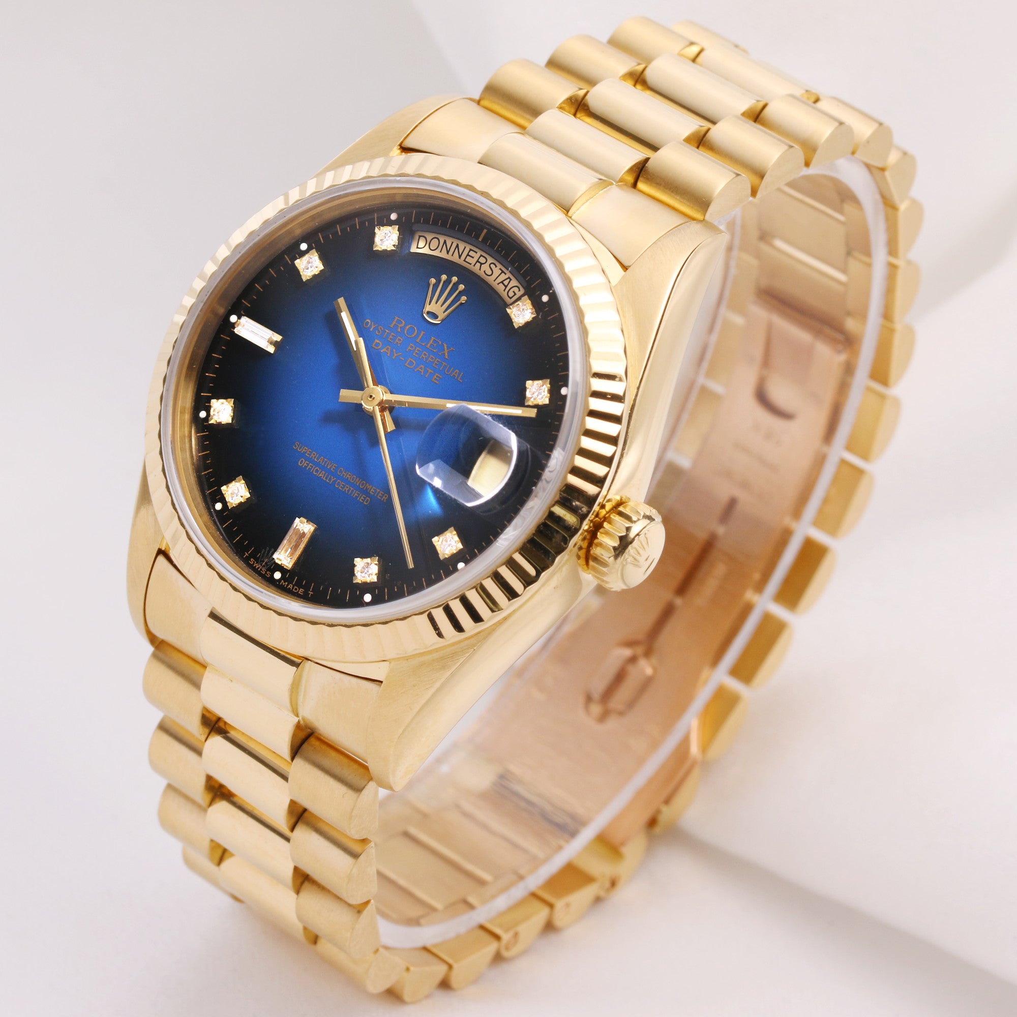 Rolex Day-Date 18078 Degrading Diamond Dial 18K Yellow Gold Second Hand Watch Collectors (3)