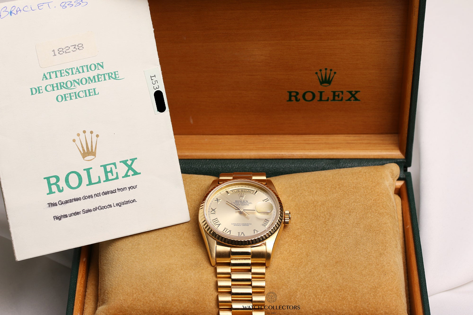 Rolex-Day-Date-18238-18K-Yellow-Gold-Champagne-Dial-Second-Hand-Watch-Collectors-10