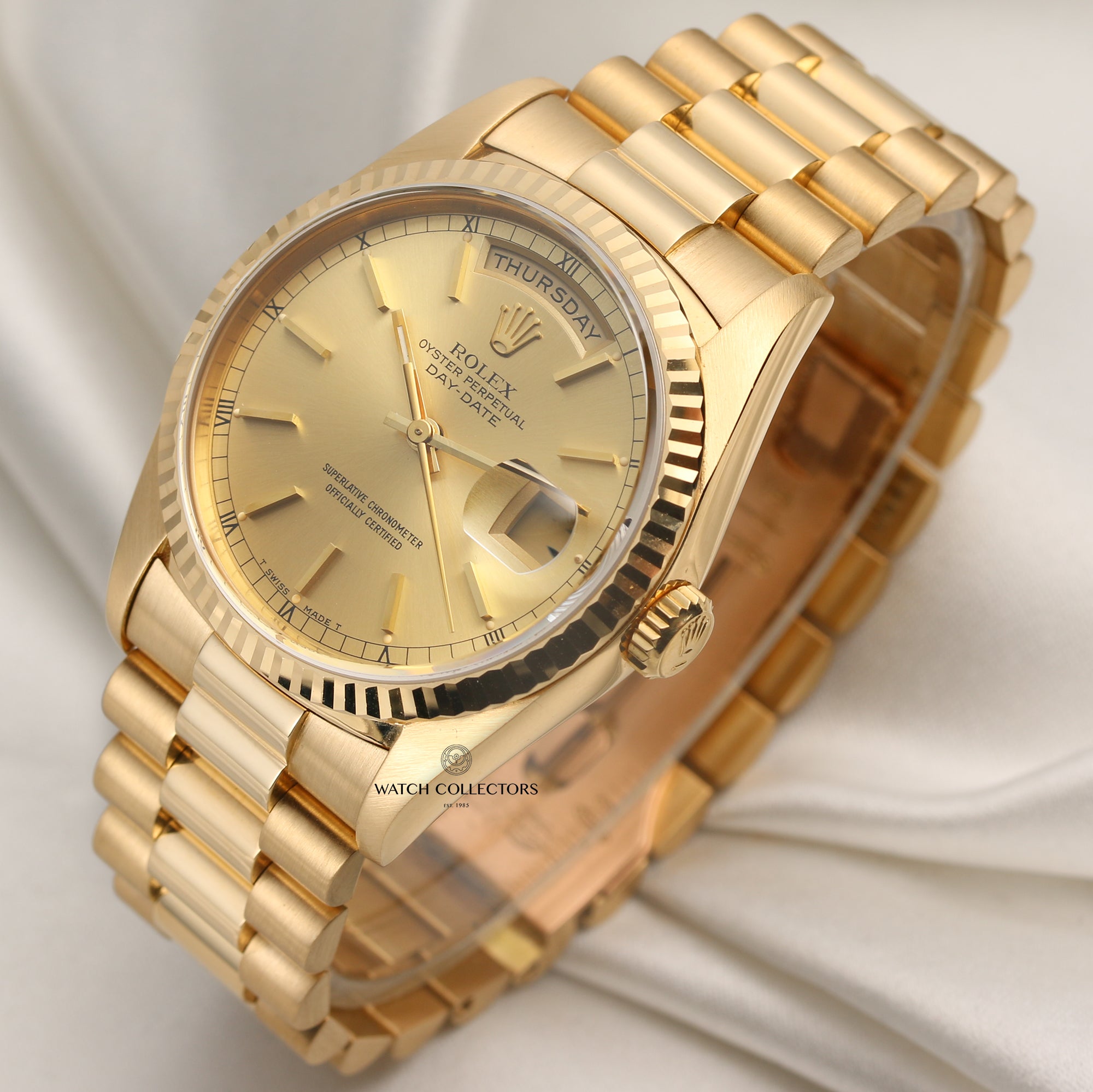 Rolex Day-Date 18238 18K Yellow Gold Champagne Dial Second Hand Watch Collectors 3