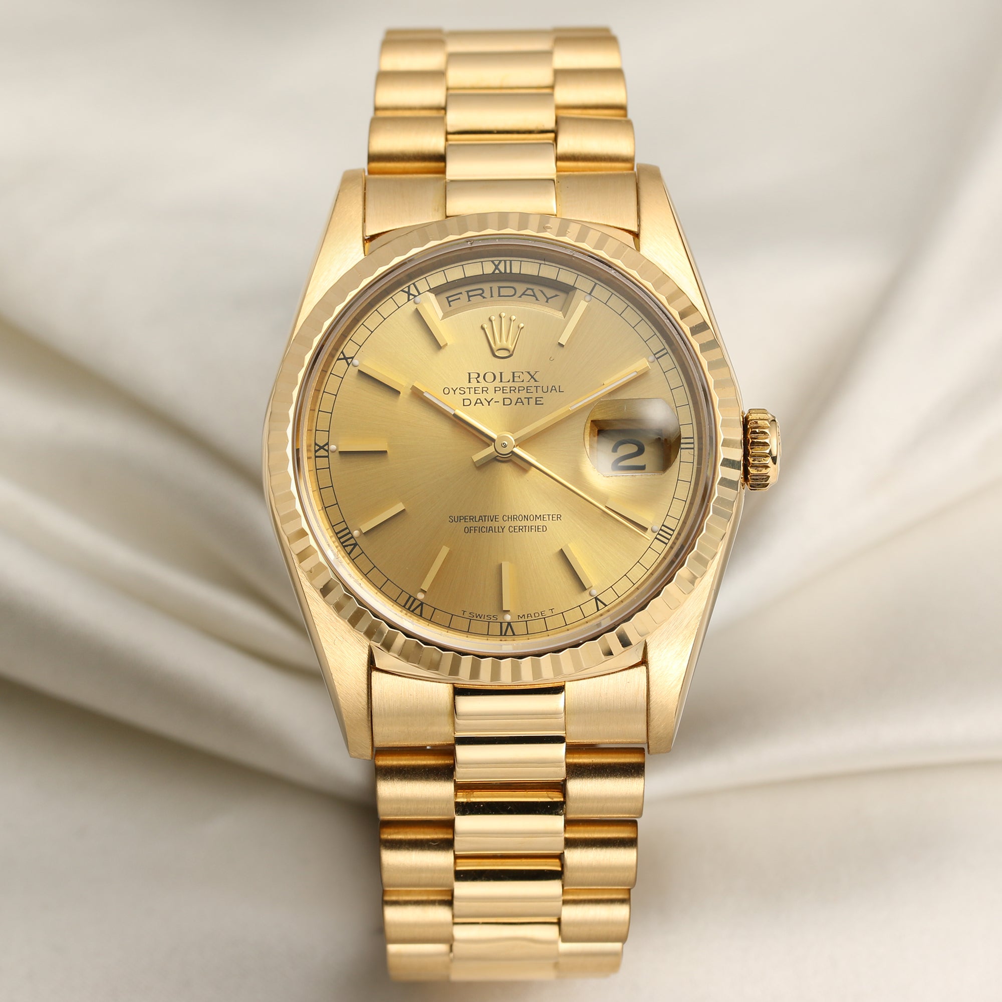 Rolex Day-Date 18238 18K Yellow Gold Second Hand Watch Collectors 1