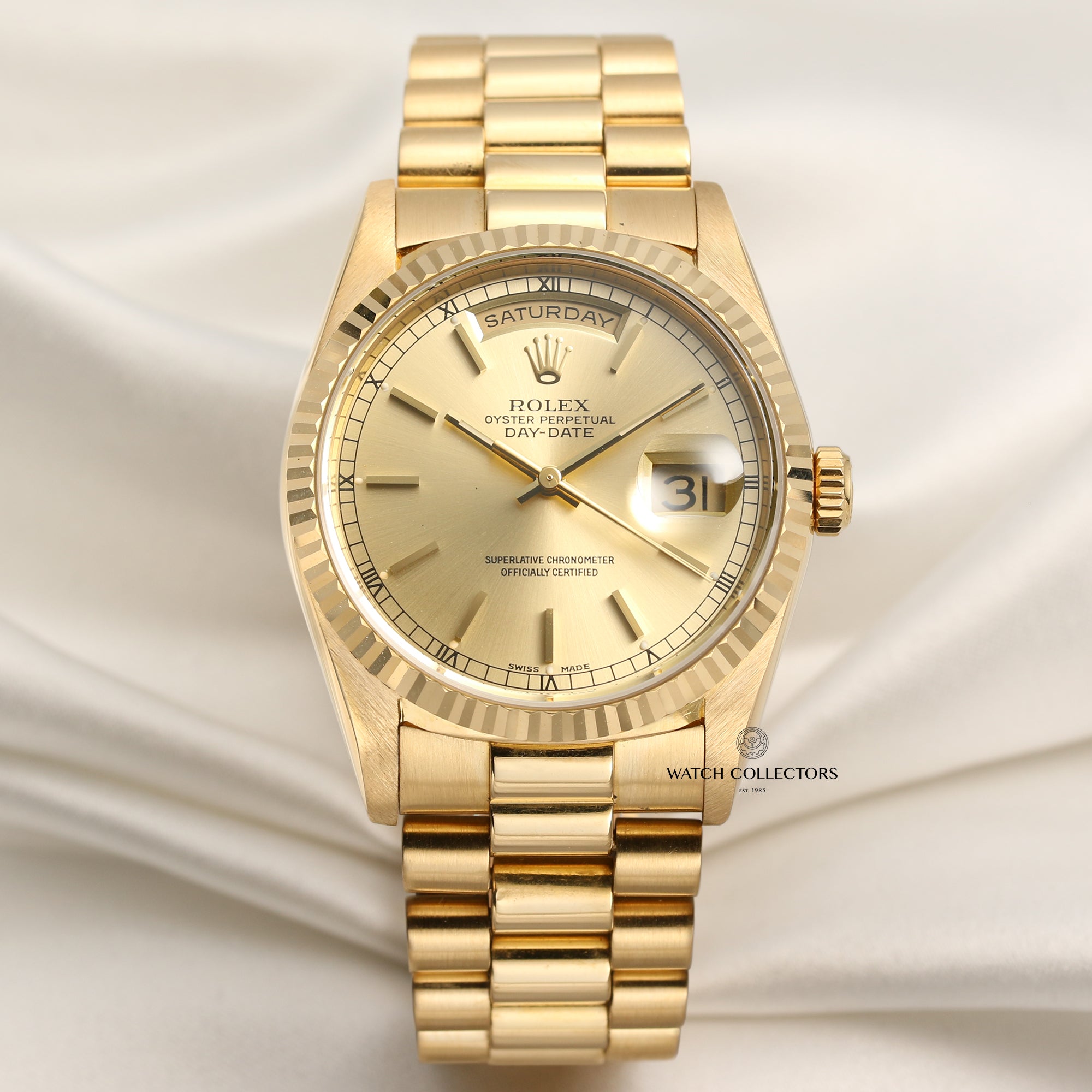 Rolex Day-Date 18238 18K Yellow Gold Second Hand Watch Collectors 1
